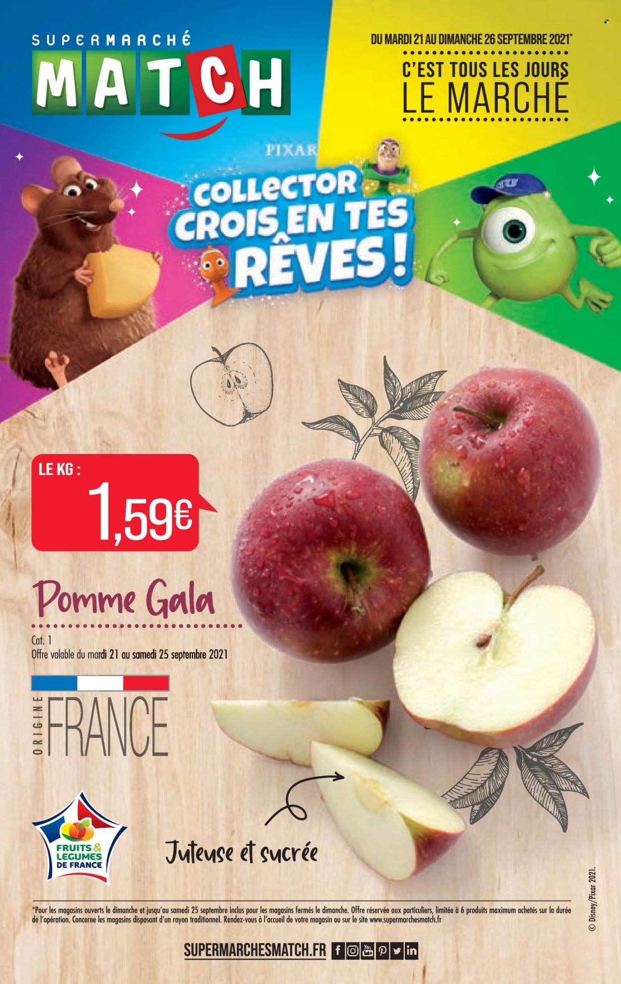 thumbnail - Catalogue Supermarché Match - 21/09/2021 - 26/09/2021 - Produits soldés - Disney, pommes. Page 1.