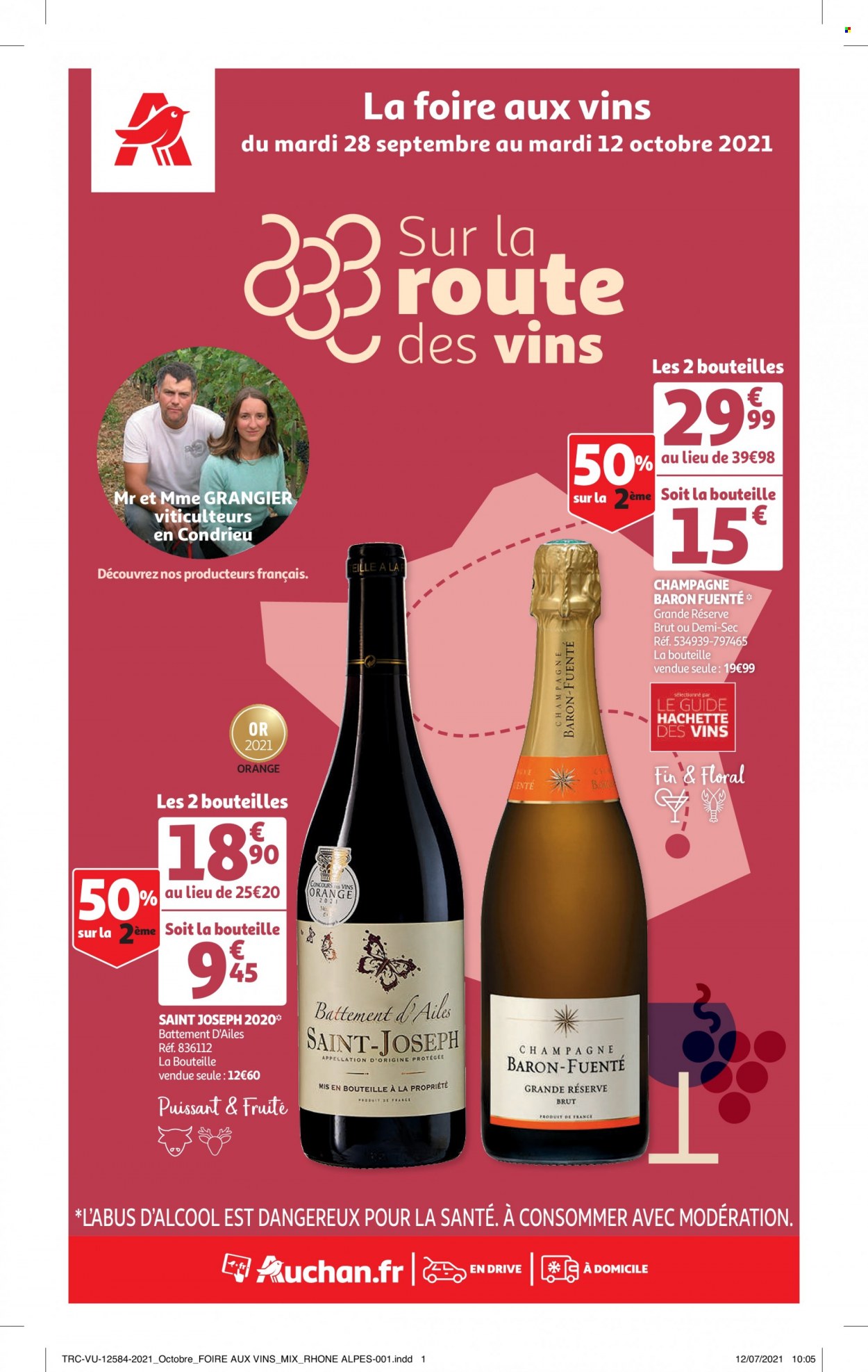 thumbnail - Catalogue Auchan - 28/09/2021 - 12/10/2021 - Produits soldés - champagne. Page 1.
