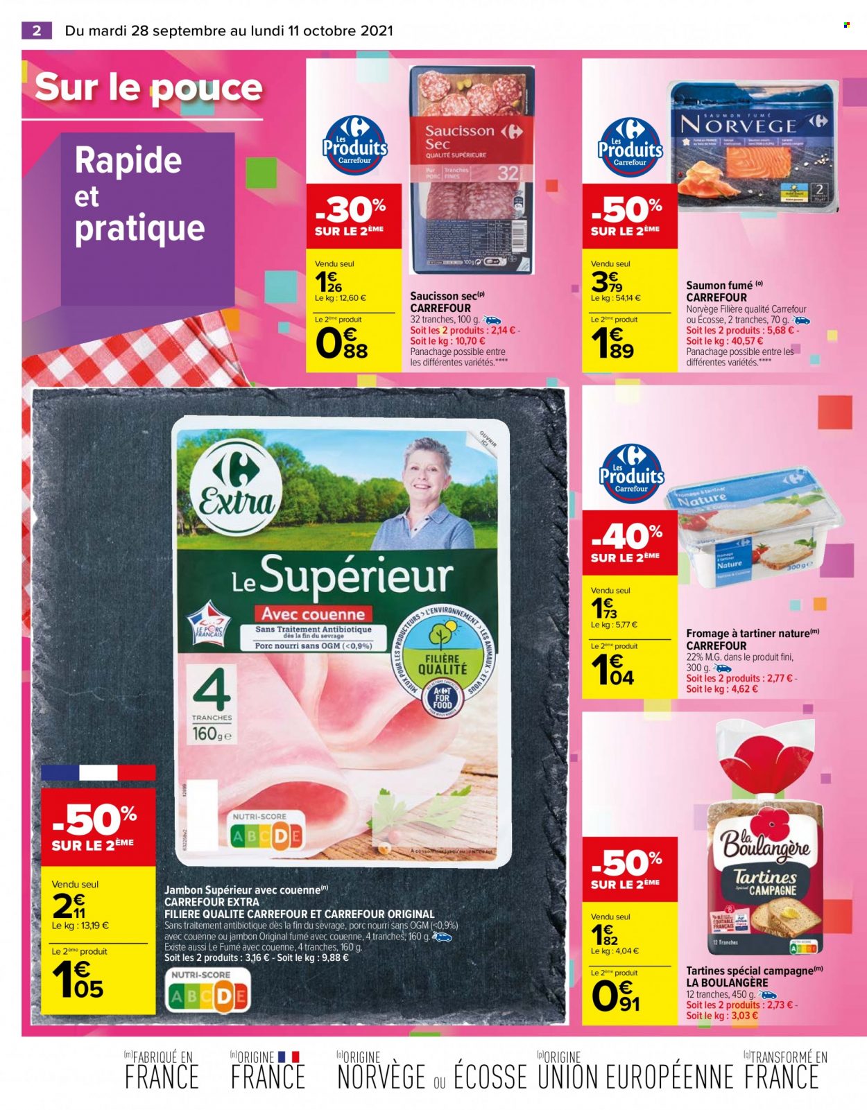 thumbnail - Catalogue Carrefour Hypermarchés - 28/09/2021 - 11/10/2021 - Produits soldés - saucisson, saumon fumé. Page 2.