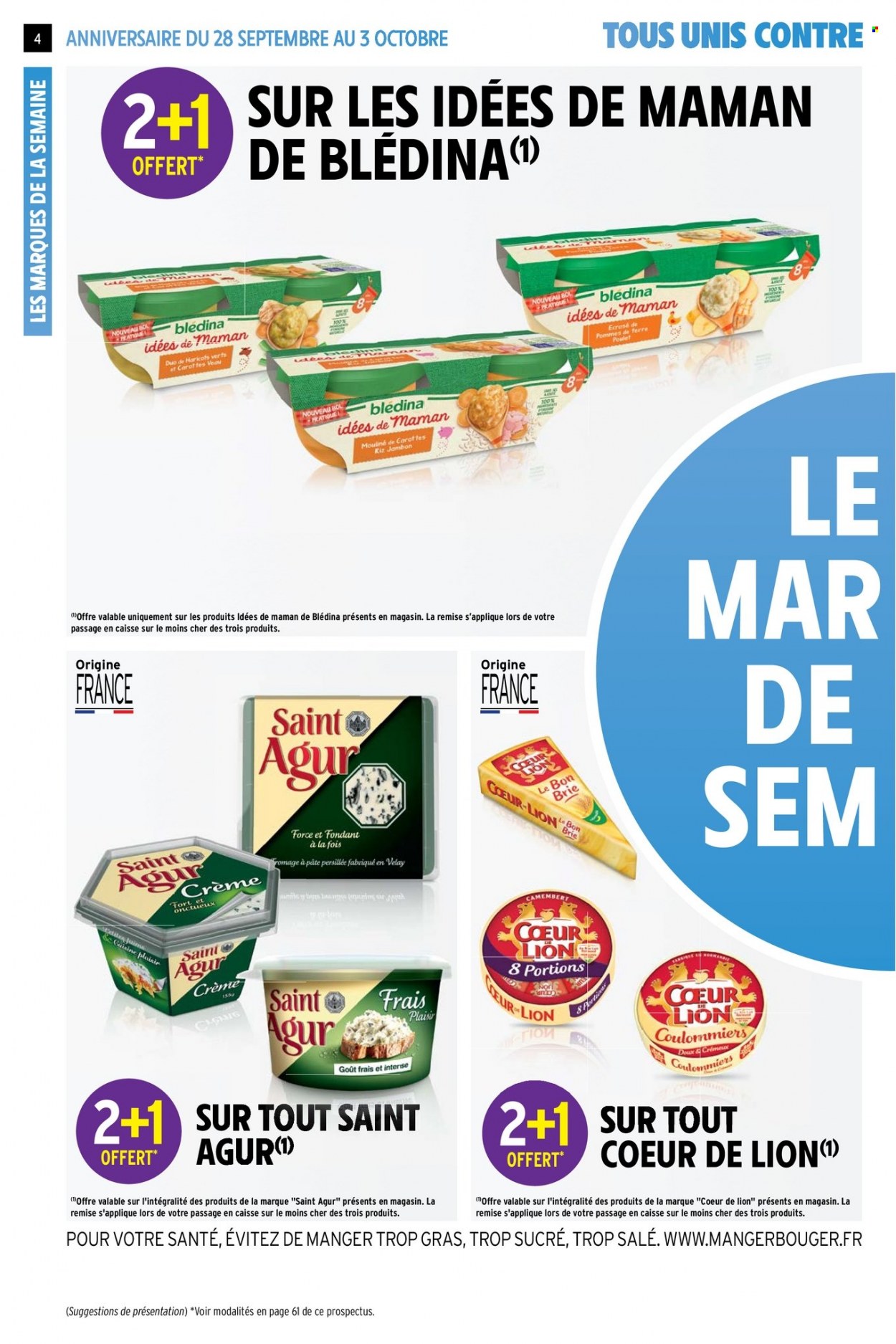 thumbnail - Catalogue Intermarché Super - 28/09/2021 - 03/10/2021 - Produits soldés - viande de veau, Brie, camembert, fromage, Saint Agur, bleu fromage, Blédina. Page 4.