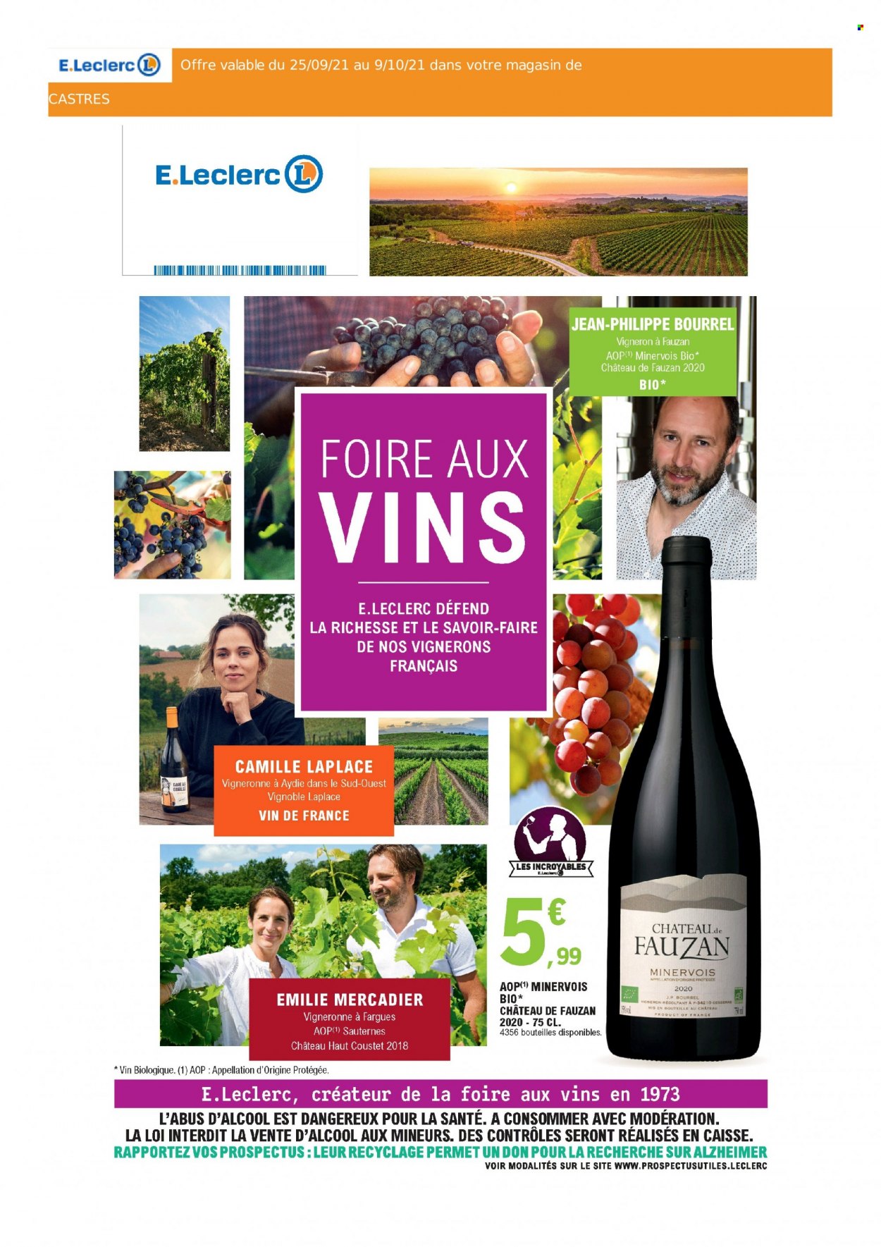 thumbnail - Catalogue E.Leclerc - Produits soldés - vin blanc, Sauternes, vin, jeans. Page 1.