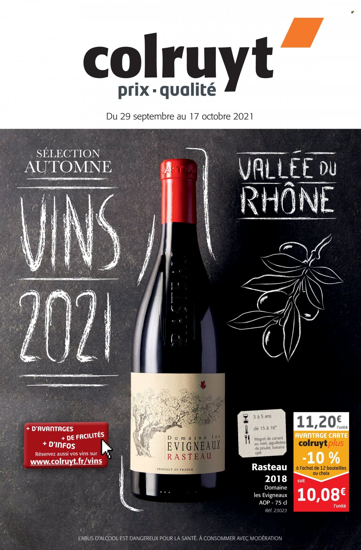 thumbnail - Catalogue Colruyt - 29/09/2021 - 17/10/2021 - Produits soldés - magret de canard, escalope de poulet, vin. Page 1.