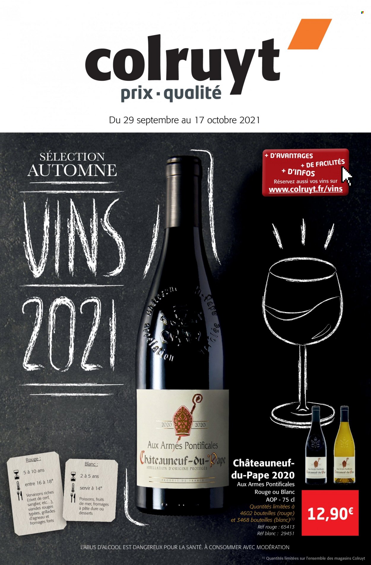 thumbnail - Catalogue Colruyt - 29/09/2021 - 17/10/2021 - Produits soldés - viande de cerf, vin. Page 1.