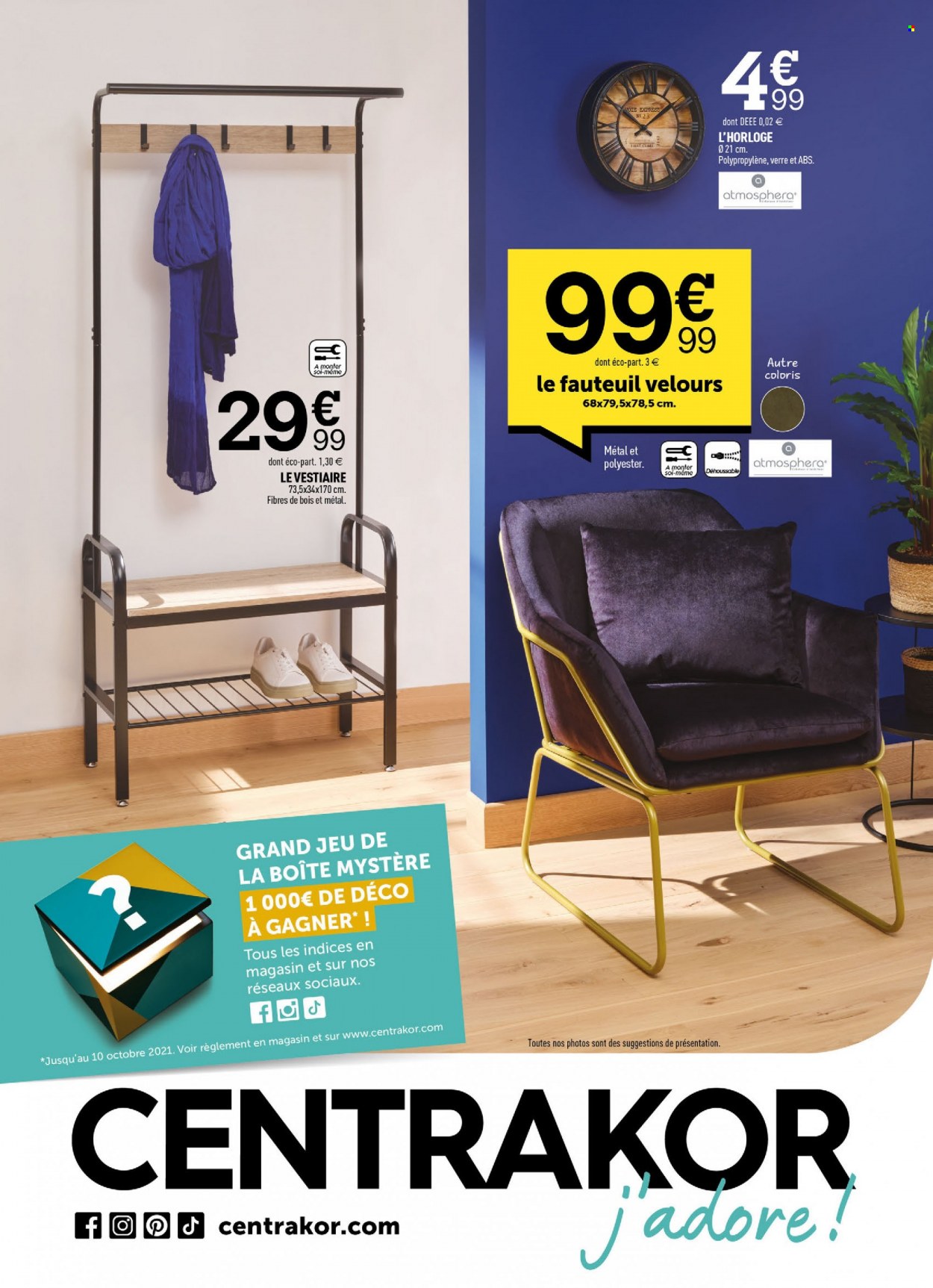 thumbnail - Catalogue Centrakor - 11/10/2021 - 24/10/2021 - Produits soldés - verre, fauteuil, dressing. Page 1.