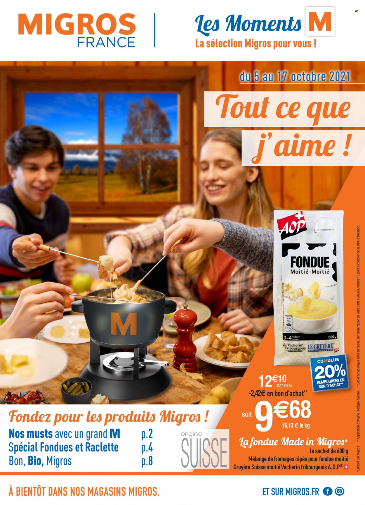 thumbnail - Catalogue Migros France - 05/10/2021 - 17/10/2021 - Produits soldés - gruyère, Vacherin, La Raclette, la fondue. Page 1.