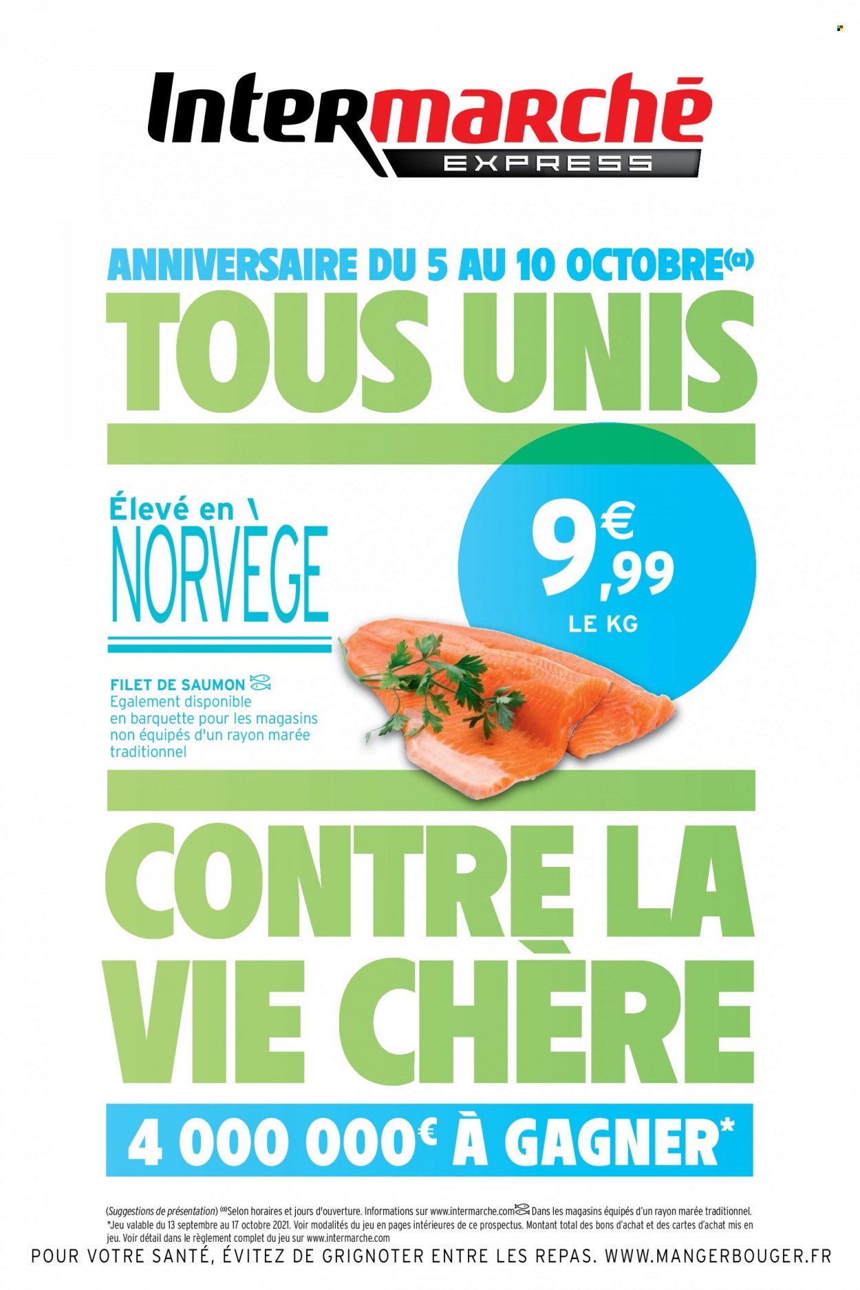 thumbnail - Catalogue Intermarché Express - 05/10/2021 - 10/10/2021 - Produits soldés - saumon, pavés de saumon. Page 1.