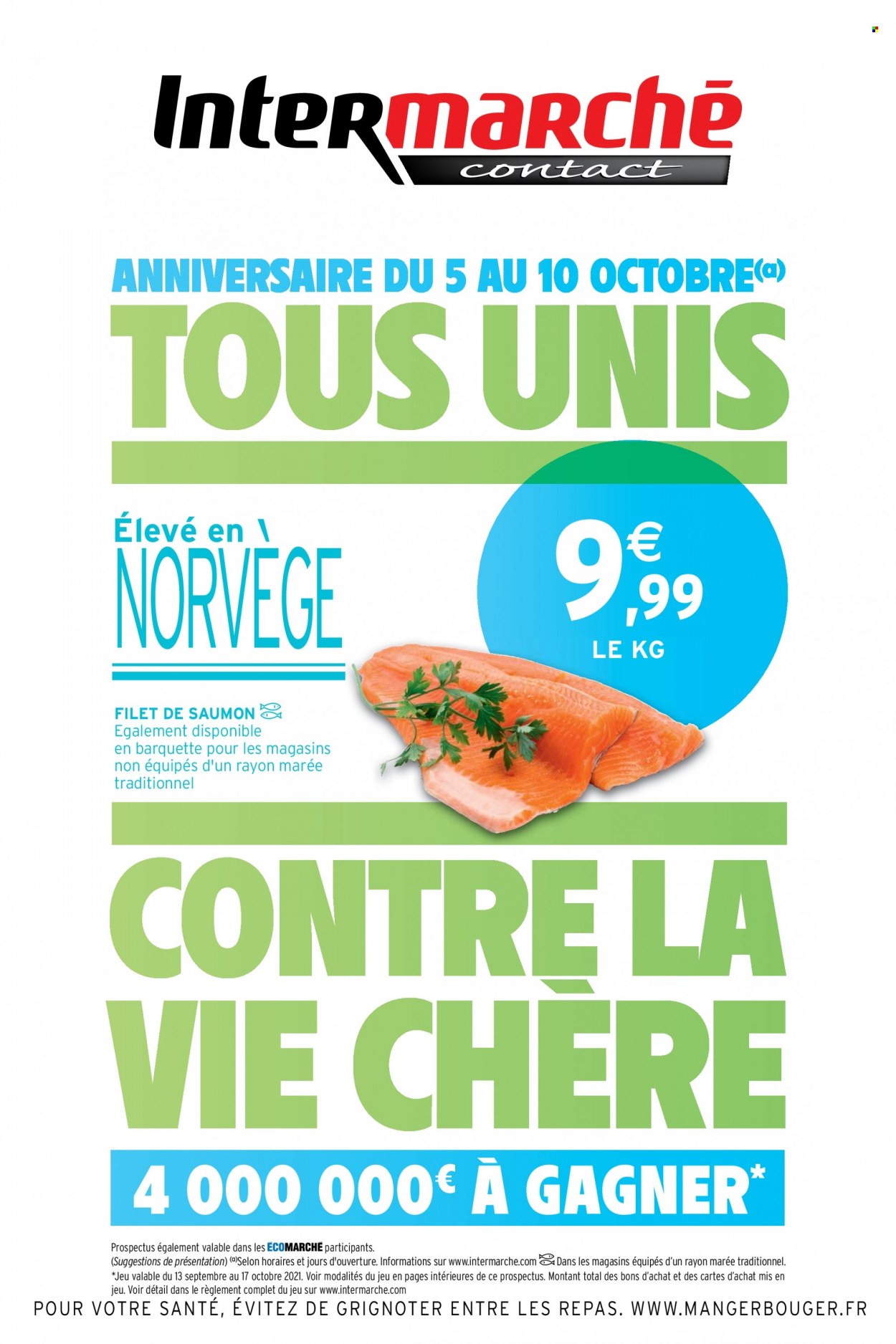 thumbnail - Catalogue Intermarché Contact - 05/10/2021 - 10/10/2021 - Produits soldés - saumon, pavés de saumon. Page 1.