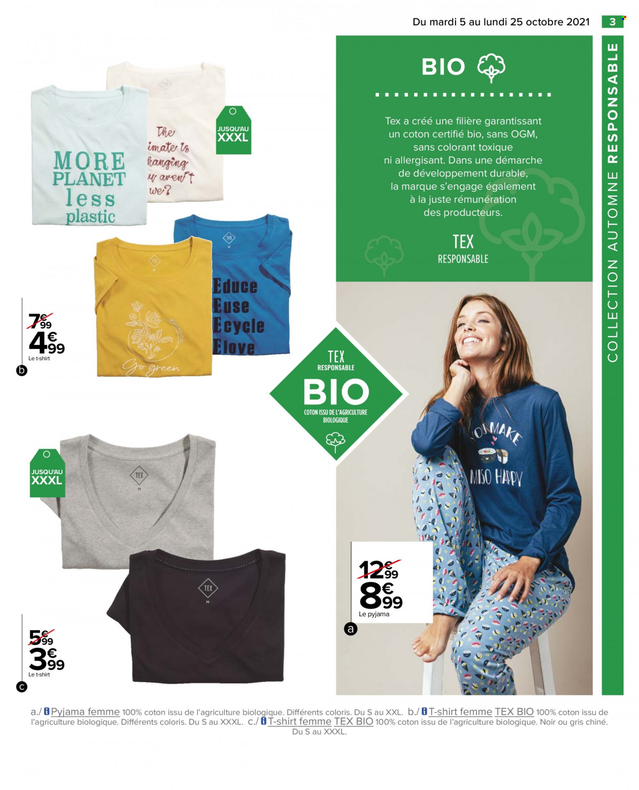 thumbnail - Catalogue Carrefour Hypermarchés - 05/10/2021 - 25/10/2021 - Produits soldés - t-shirt, pyjama. Page 3.