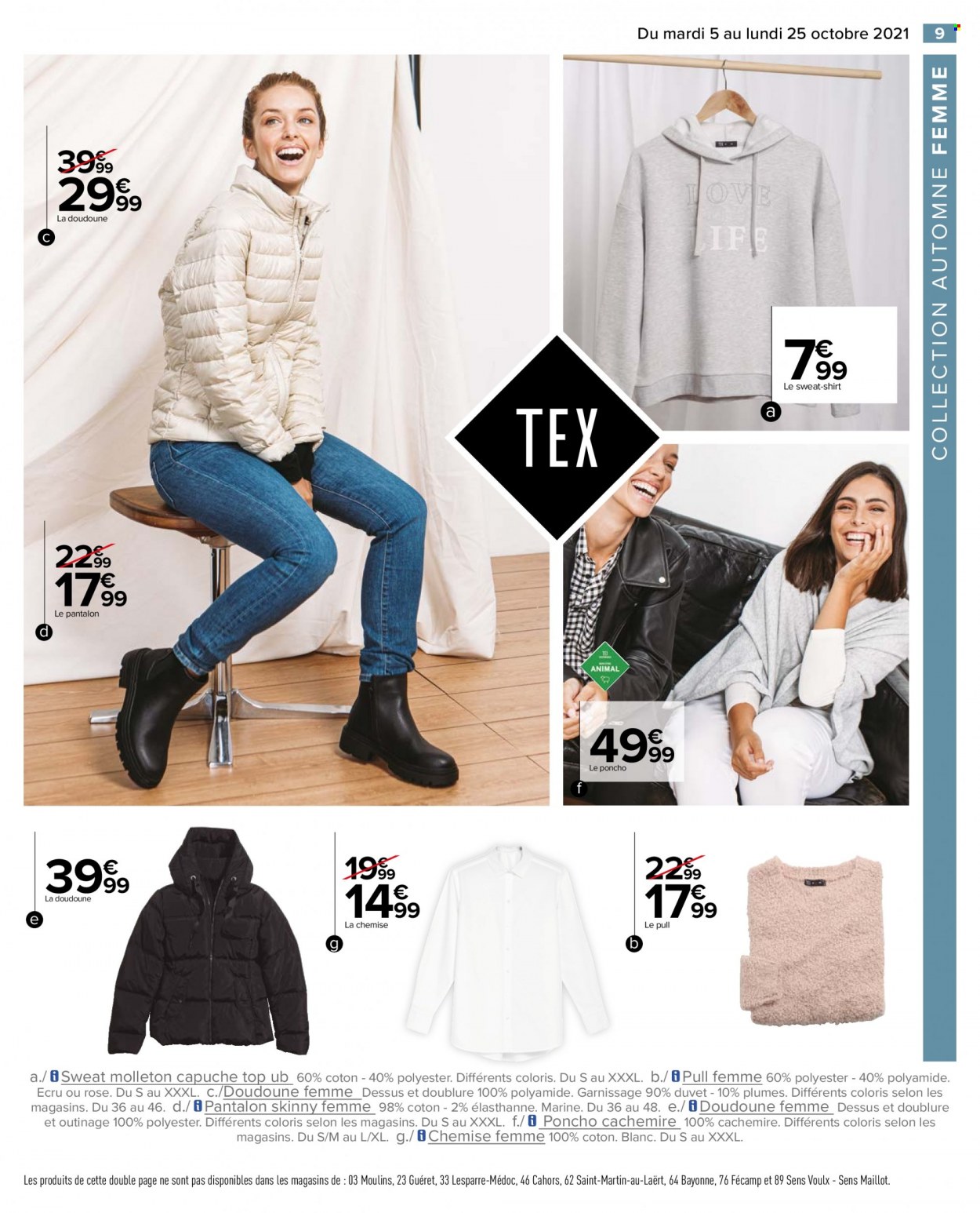 thumbnail - Catalogue Carrefour Hypermarchés - 05/10/2021 - 25/10/2021 - Produits soldés - doudoune, pantalon, sweat-shirt, pull. Page 9.