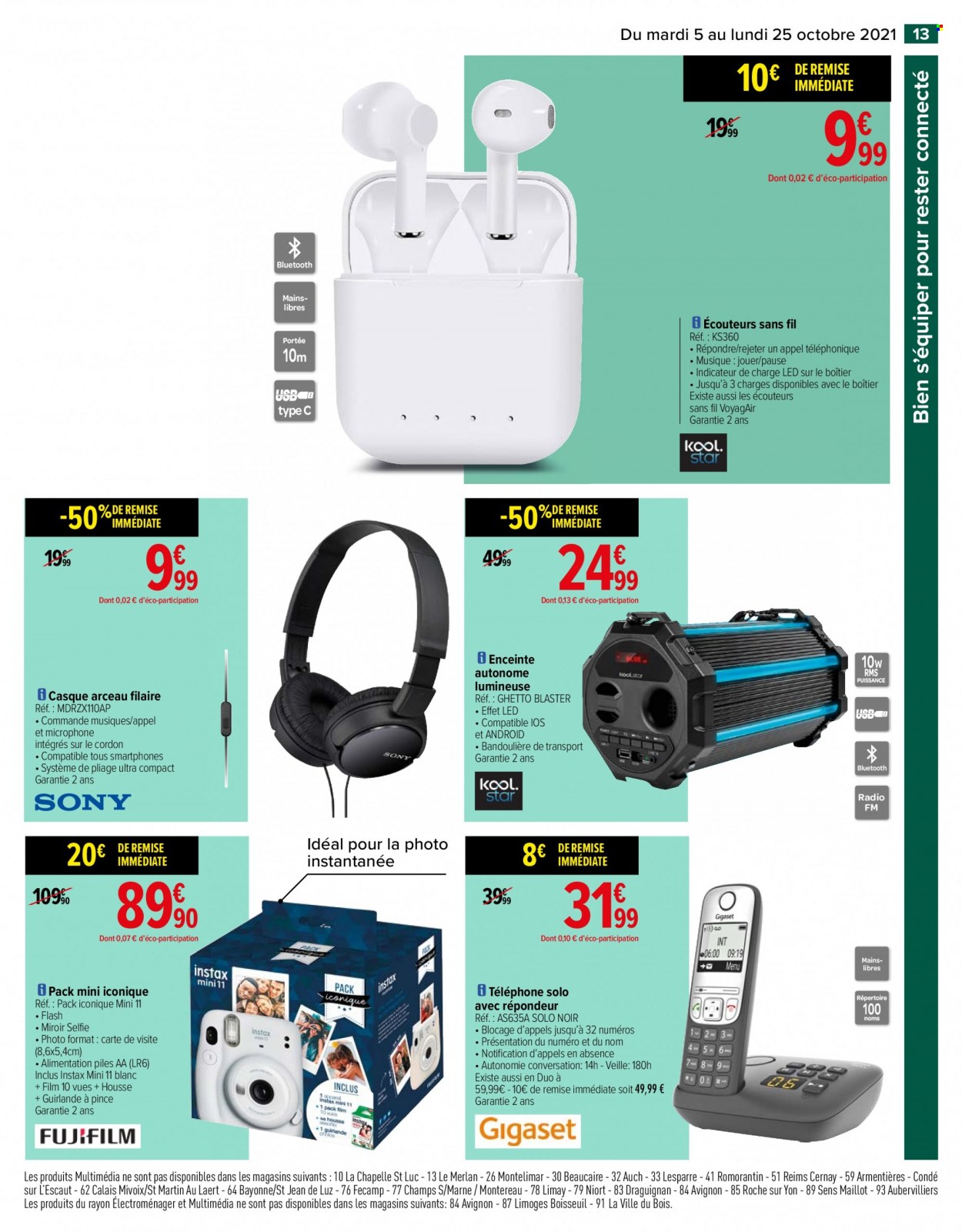 thumbnail - Catalogue Carrefour Hypermarchés - 05/10/2021 - 25/10/2021 - Produits soldés - pile alcaline, écouteurs, guirlande. Page 13.