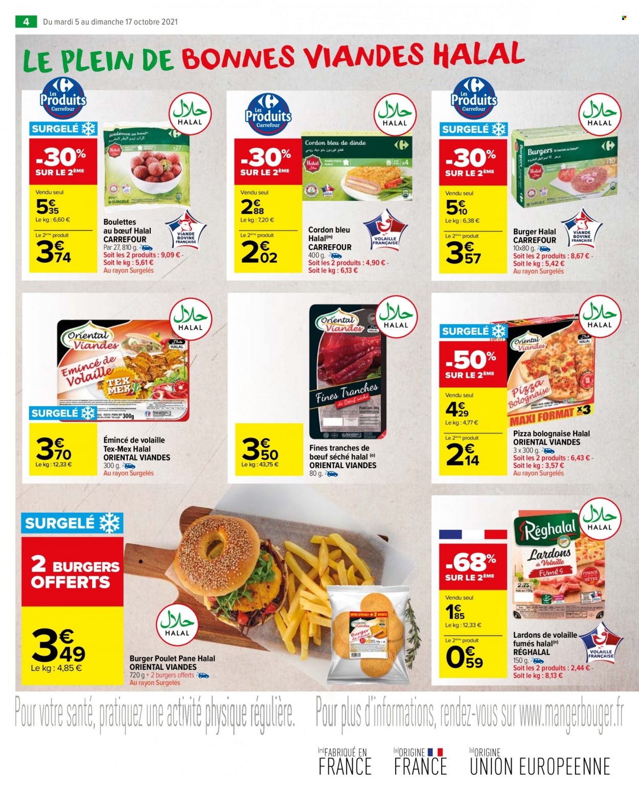 thumbnail - Catalogue Carrefour Market - 05/10/2021 - 17/10/2021 - Produits soldés - boulettes de bœuf, pizza, cordon bleu. Page 4.