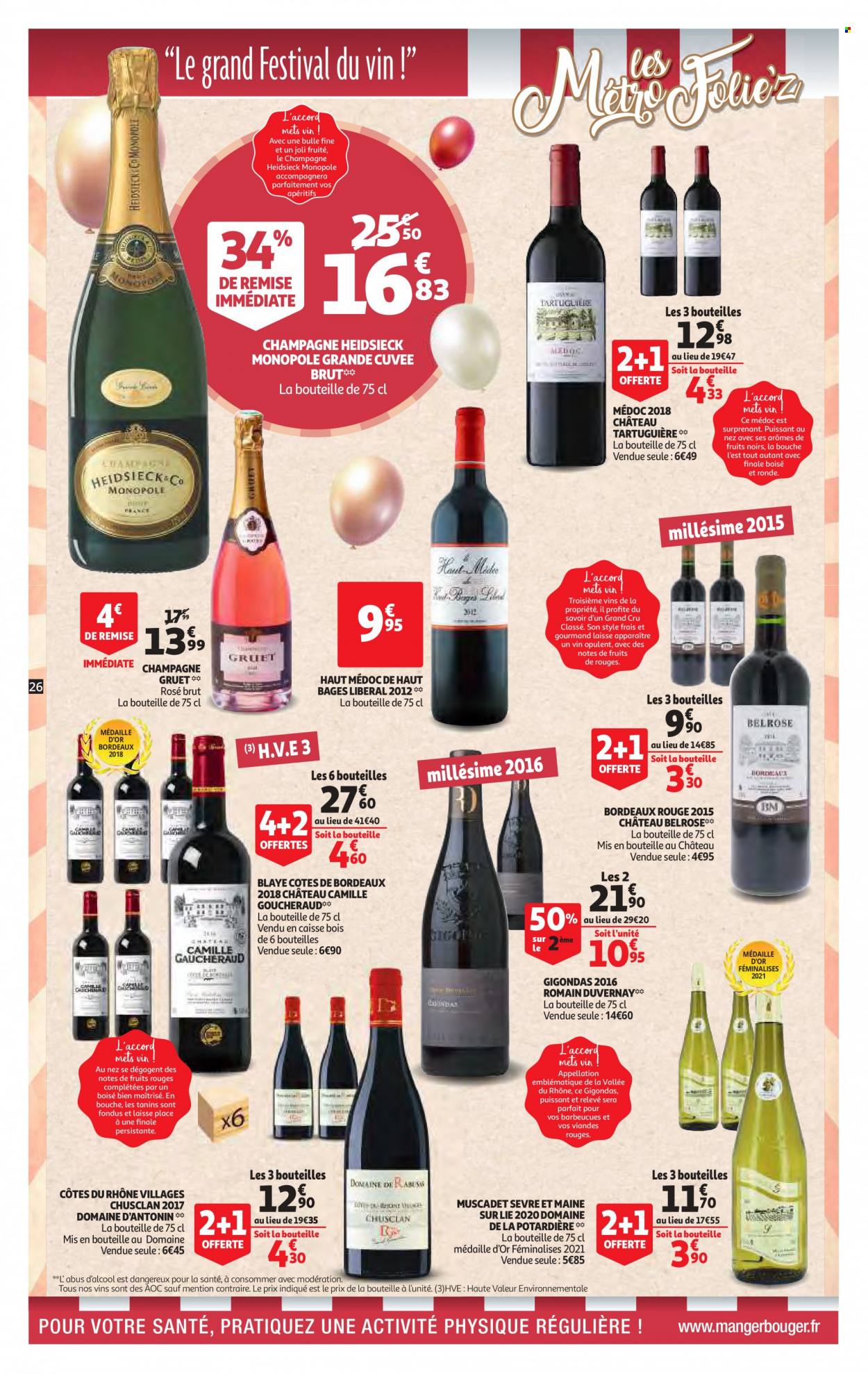 thumbnail - Catalogue Auchan - 06/10/2021 - 12/10/2021 - Produits soldés - Bordeaux, Côtes du Rhône, champagne. Page 26.