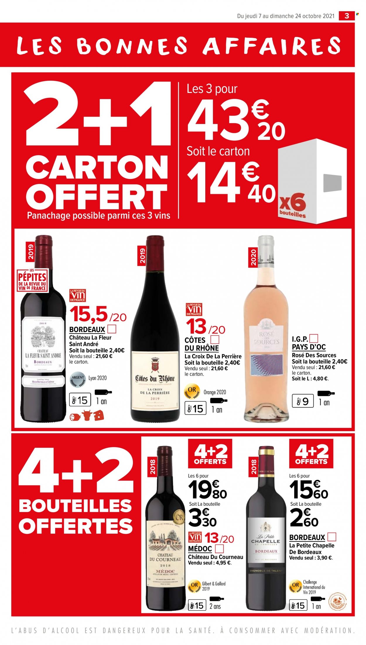 thumbnail - Catalogue Carrefour Market - 07/10/2021 - 24/10/2021 - Produits soldés - Bordeaux, Côtes du Rhône, vin rouge. Page 3.