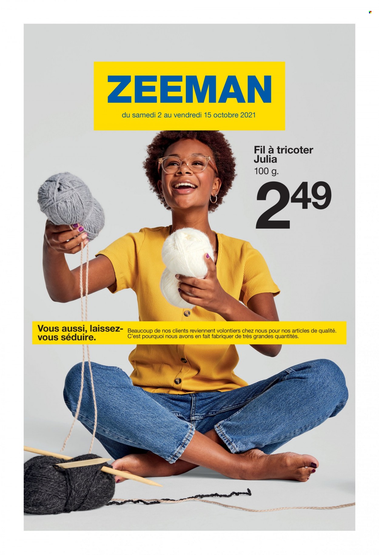 thumbnail - Catalogue Zeeman - 02/10/2021 - 15/10/2021 - Produits soldés - fil à tricoter. Page 1.