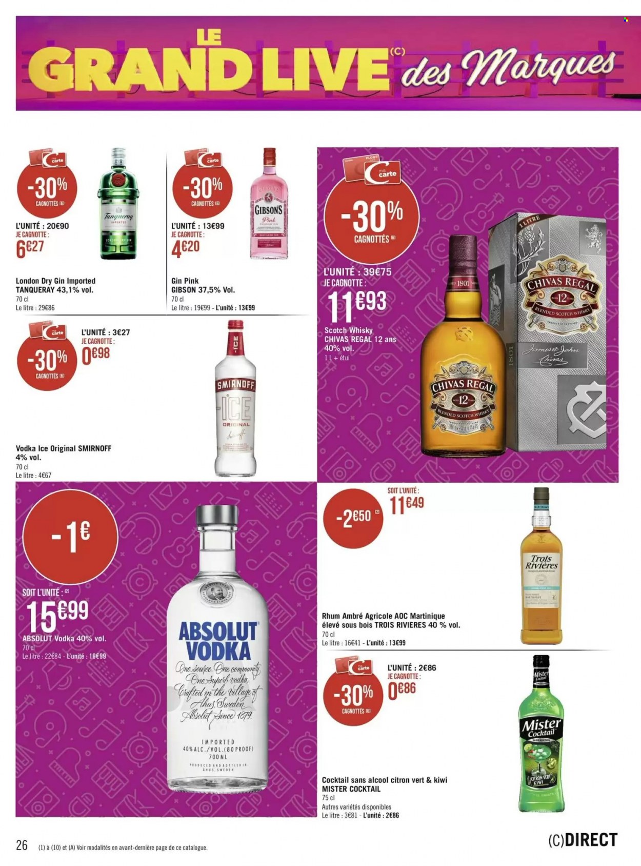thumbnail - Catalogue Géant Casino - 04/10/2021 - 17/10/2021 - Produits soldés - gin, vodka, whisky, rhum, Smirnoff. Page 26.