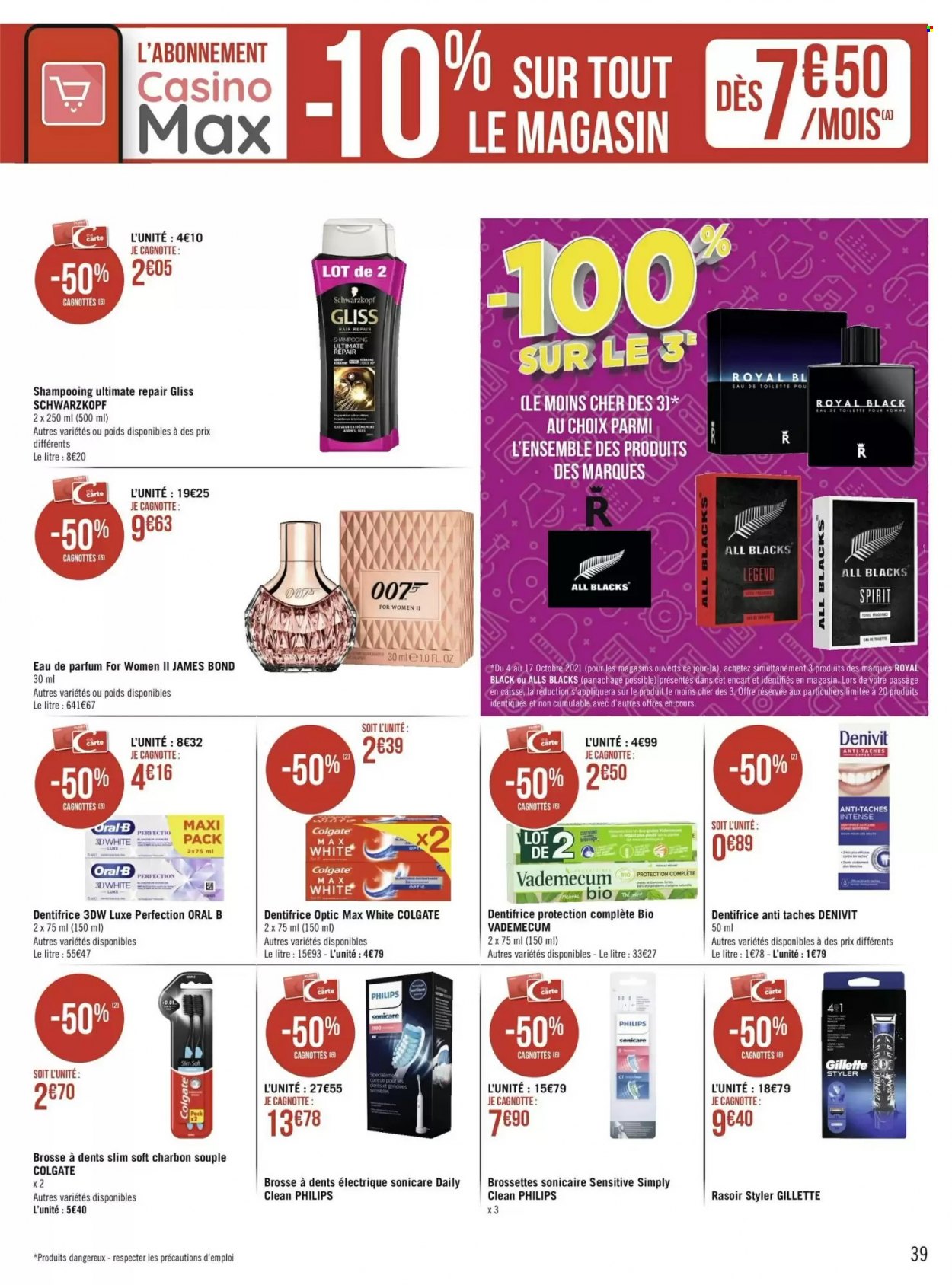 thumbnail - Catalogue Géant Casino - 04/10/2021 - 17/10/2021 - Produits soldés - Philips, Oral-b, rasoir, brosse à dents électrique, Sonicare. Page 39.