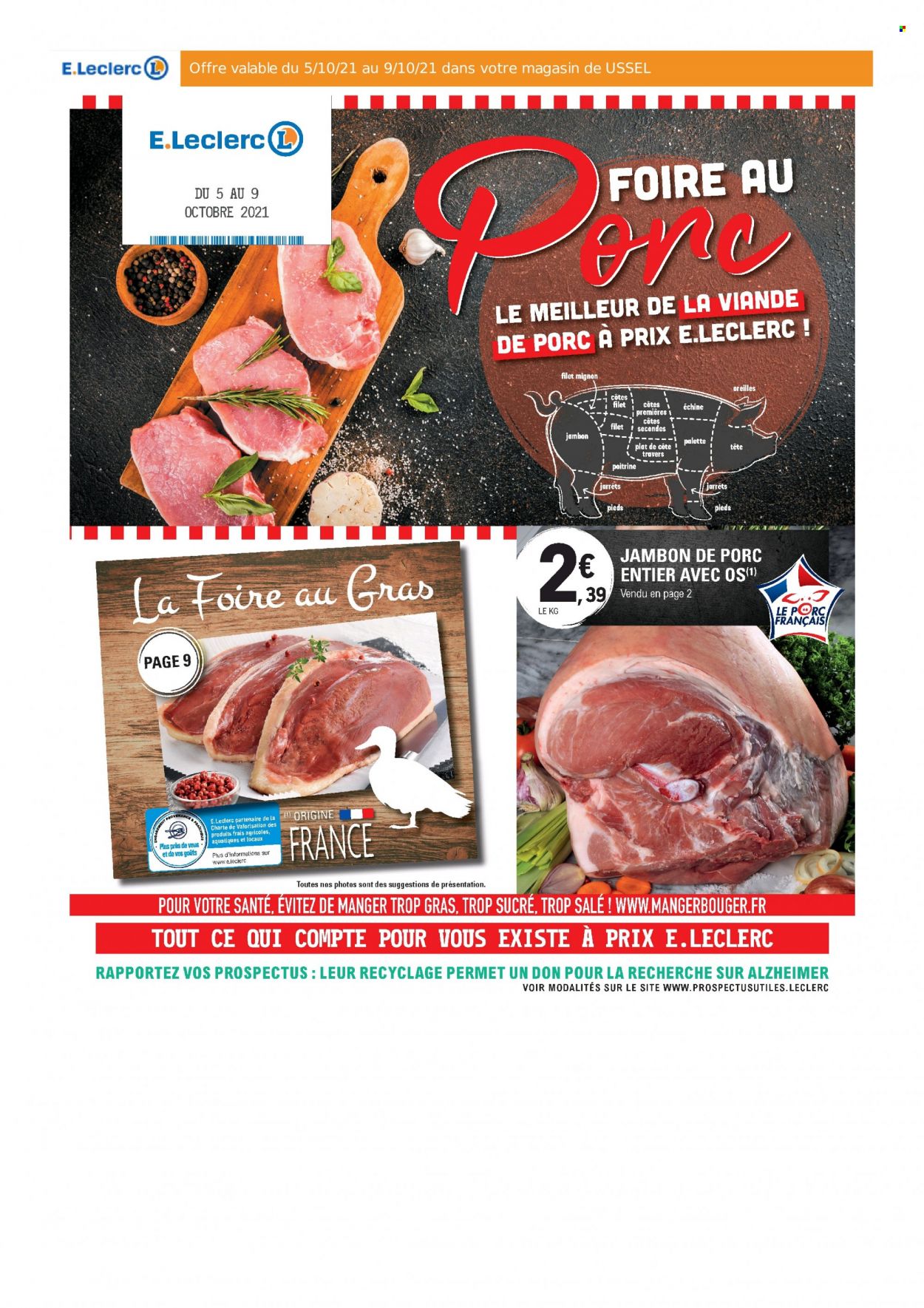 thumbnail - Catalogue E.Leclerc - Produits soldés - filet mignon, viande de porc, jambon, Palette. Page 1.
