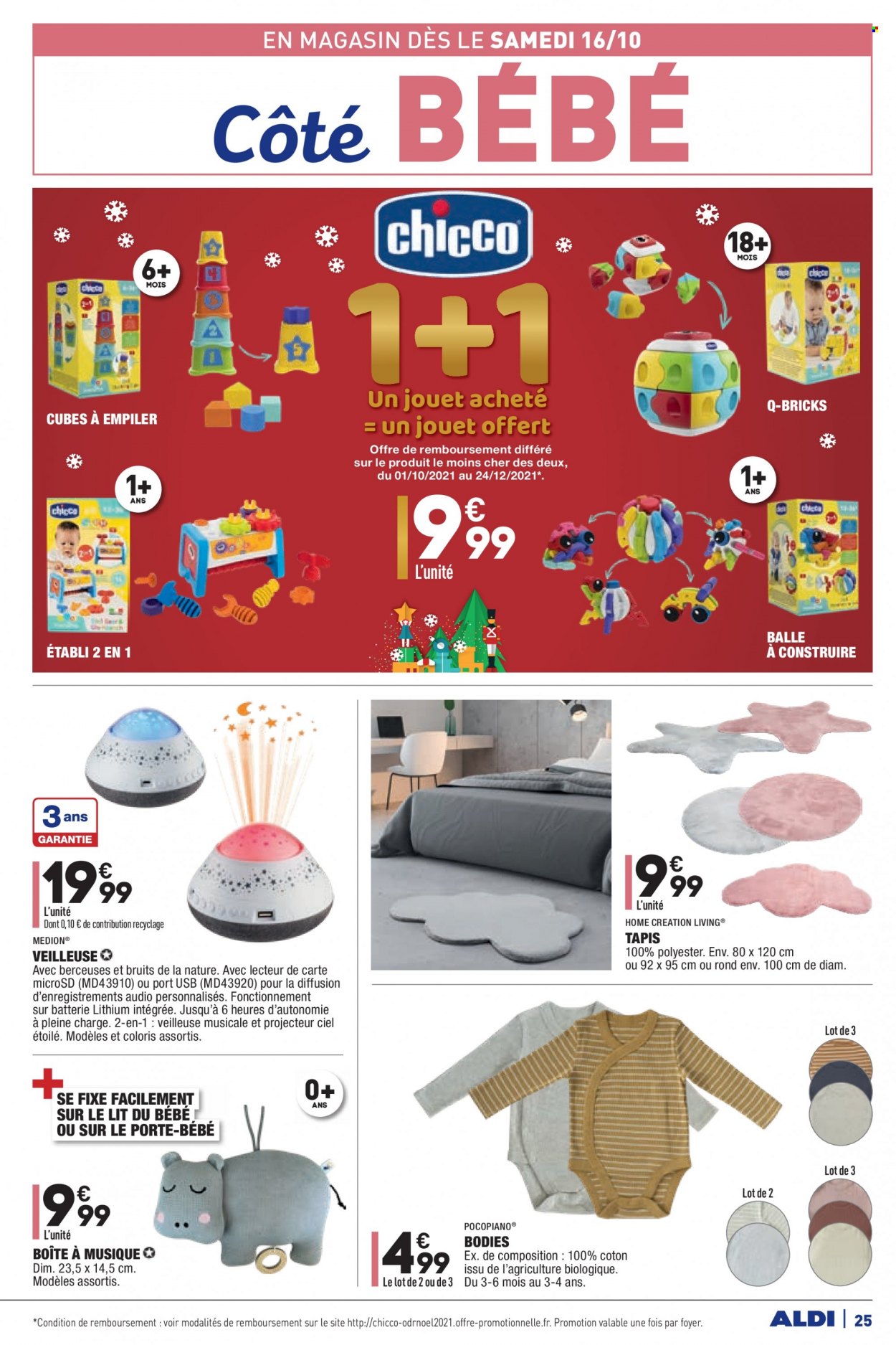 thumbnail - Catalogue ALDI - 12/10/2021 - 18/10/2021 - Produits soldés - Chicco, tapis, ballon, projecteur, veilleuse, établi. Page 27.