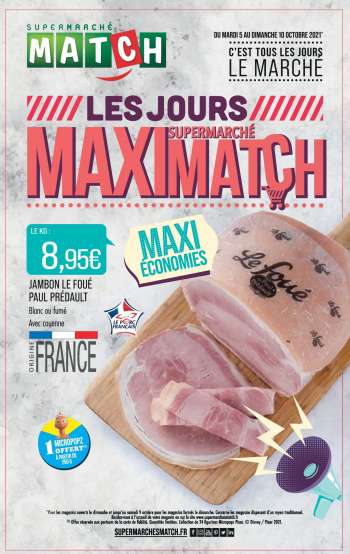 Catalogue Supermarché Match - 05/10/2021 - 10/10/2021.