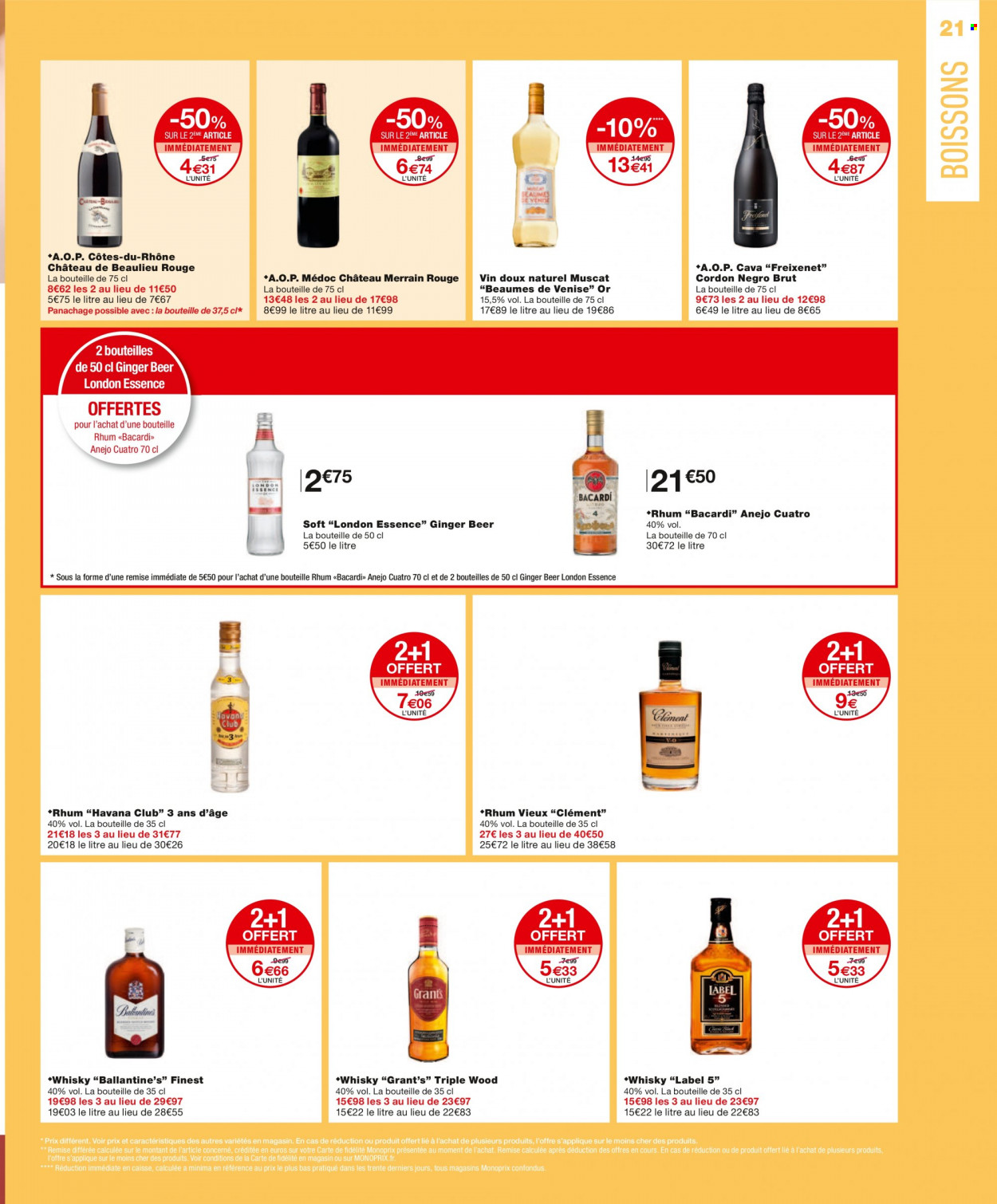 thumbnail - Catalogue Monoprix - 06/10/2021 - 17/10/2021 - Produits soldés - alcool, vin, whisky, rhum. Page 21.