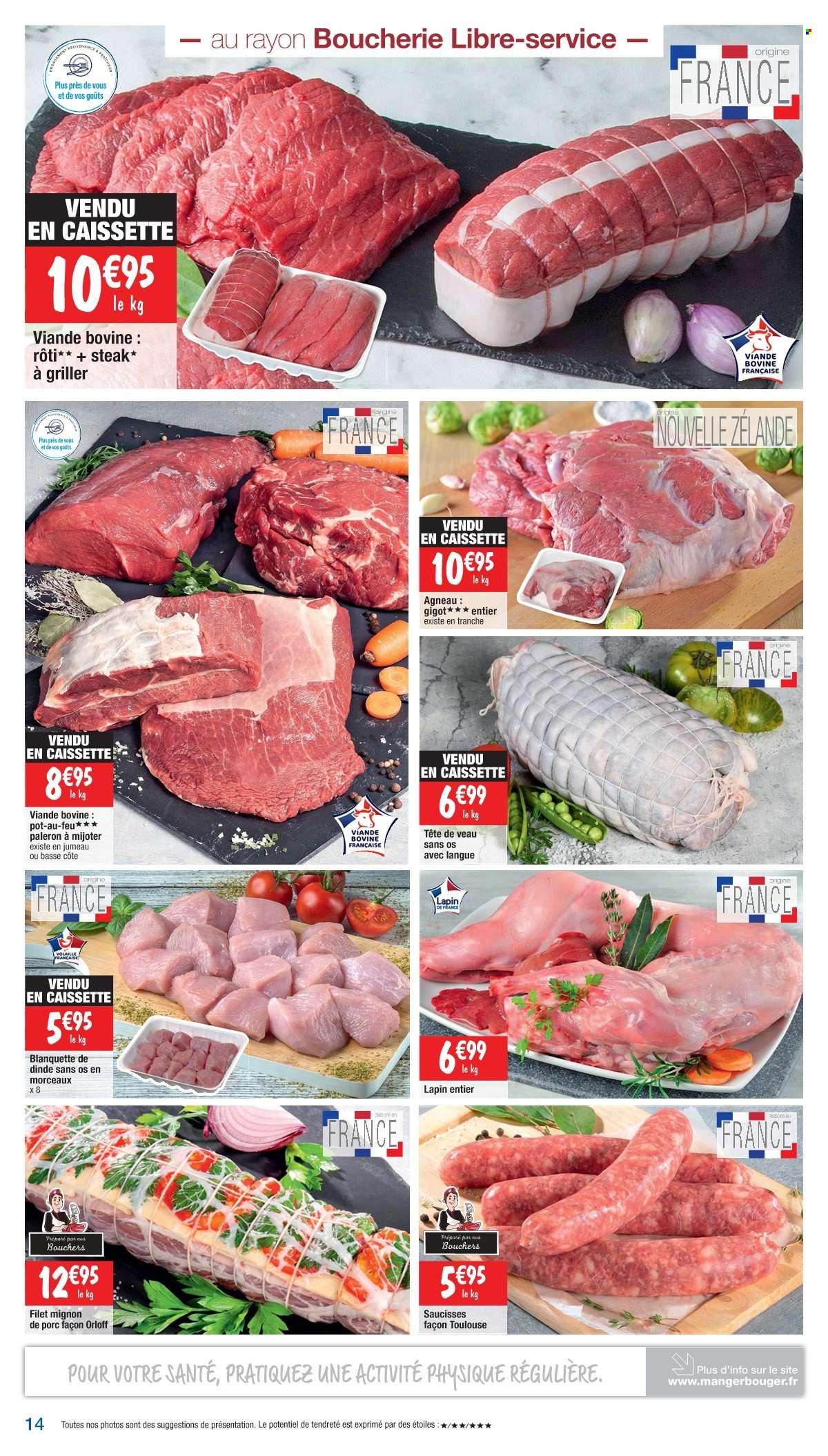 thumbnail - Catalogue Cora - 15/10/2021 - 30/10/2021 - Produits soldés - steak, filet mignon, viande de porc, pot-au-feu, viande de veau, lapin entier, viande de lapin, saucisse. Page 14.