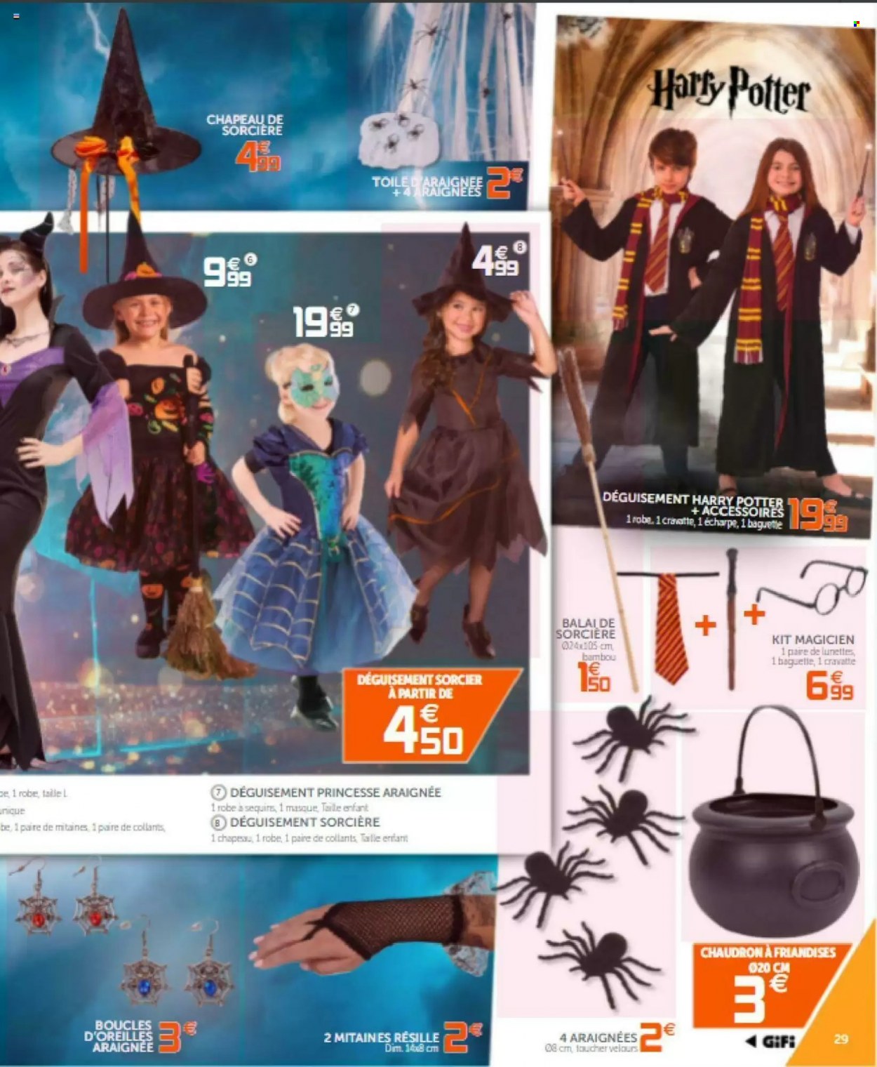 thumbnail - Catalogue GiFi - 05/10/2021 - 18/10/2021 - Produits soldés - Harry Potter, masque, balai, costume, chaudron, bambou. Page 29.