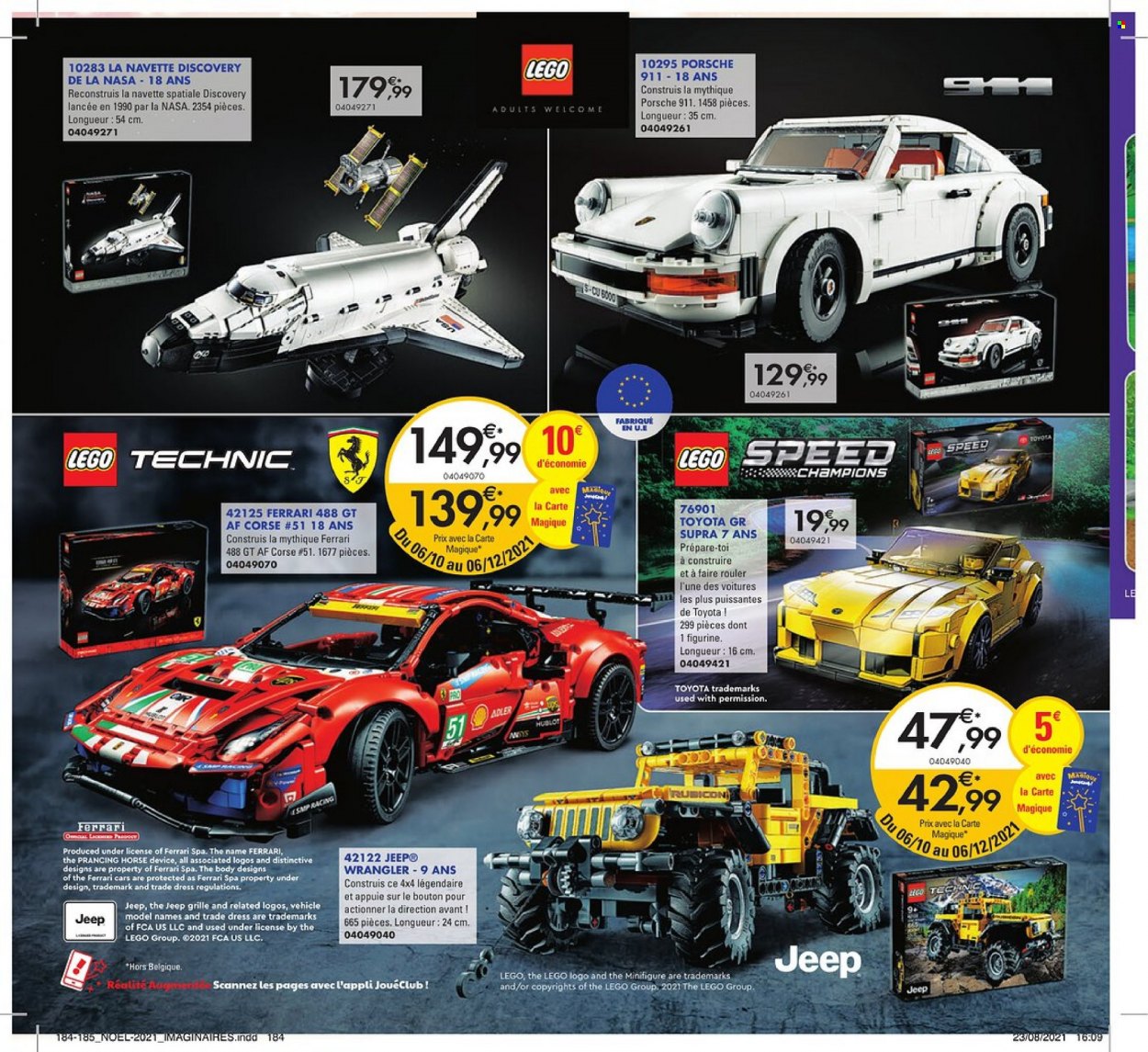 thumbnail - Catalogue JouéClub - Produits soldés - Cars, Lego, Lego City, navette, LEGO Technic. Page 184.