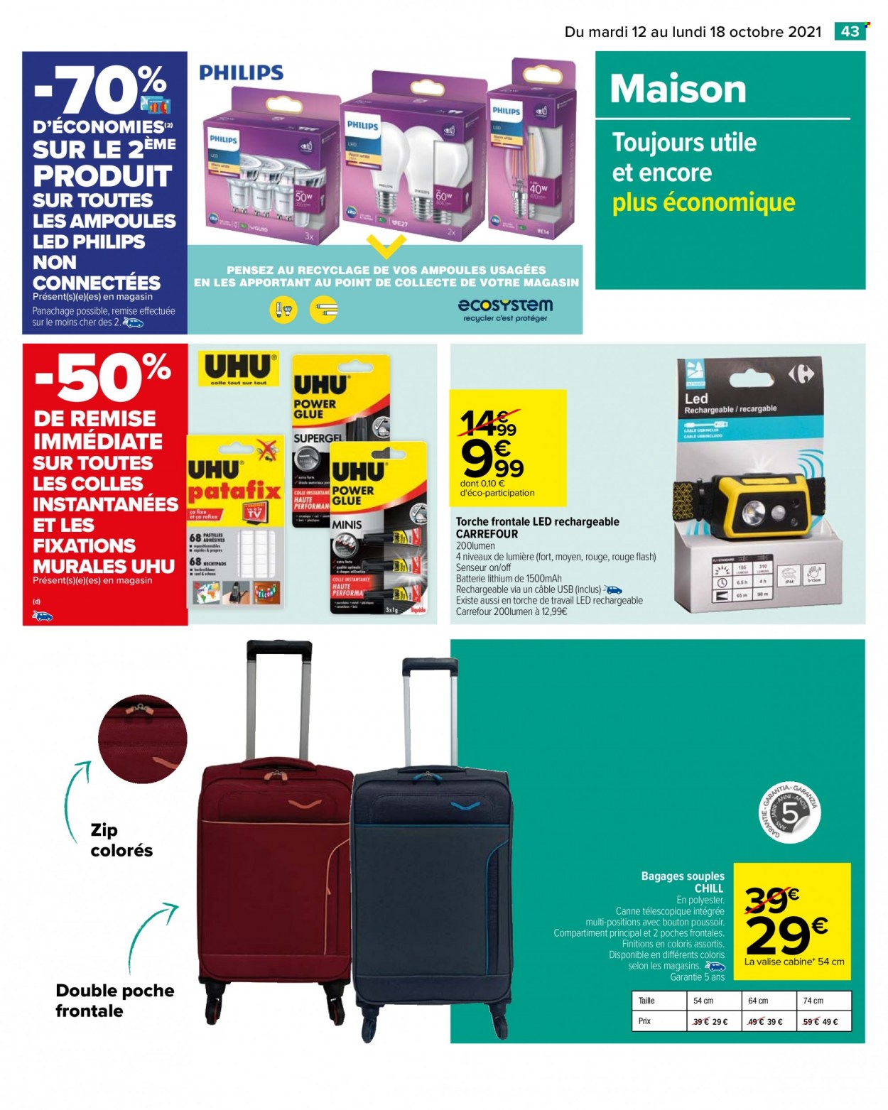 thumbnail - Catalogue Carrefour Hypermarchés - 12/10/2021 - 18/10/2021 - Produits soldés - Philips, valise, maison. Page 43.