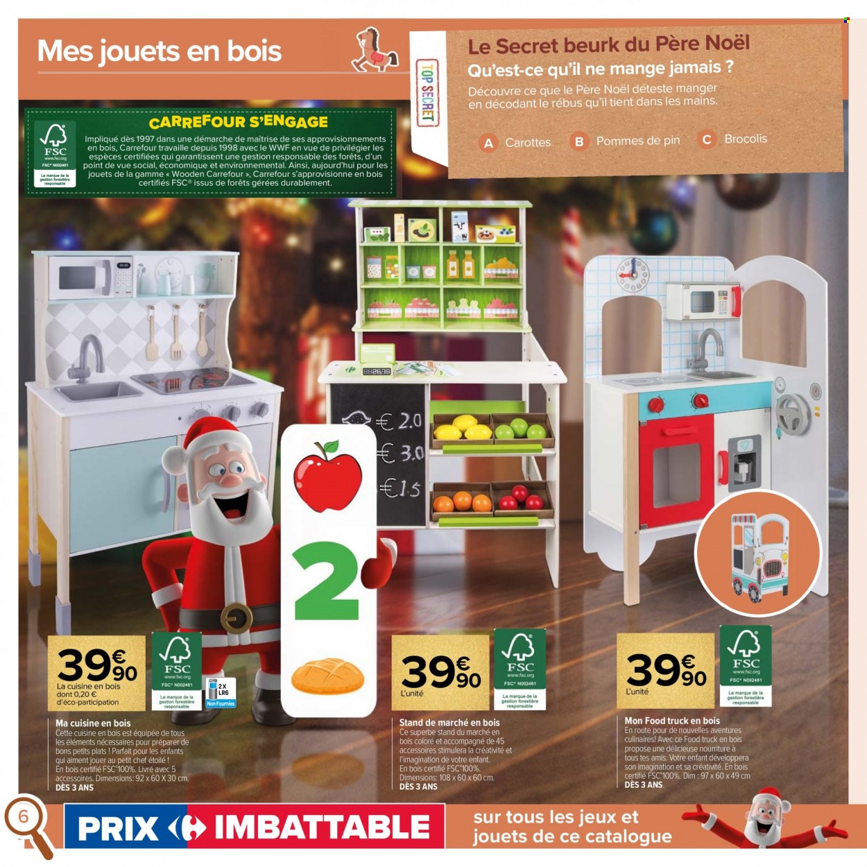 thumbnail - Catalogue Carrefour Hypermarchés - 12/10/2021 - 01/12/2021 - Produits soldés - brocoli, carotte, père noël, jouets en bois. Page 6.