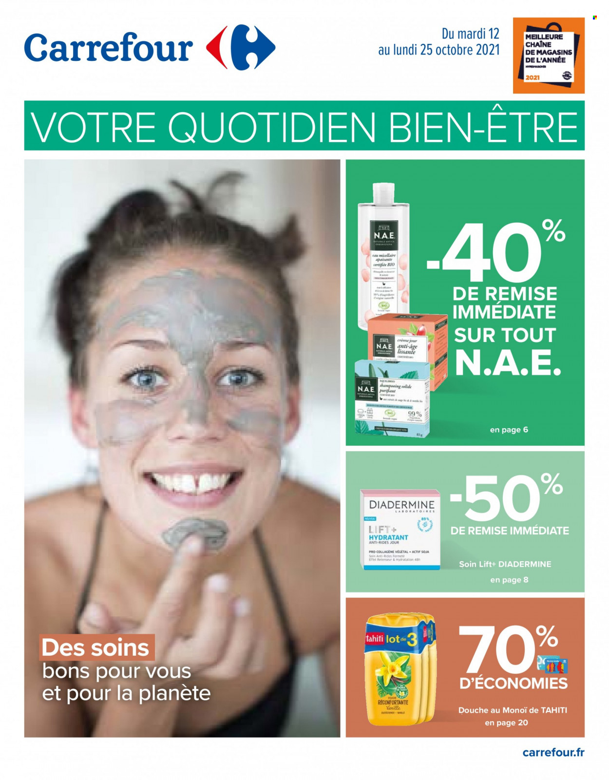 thumbnail - Catalogue Carrefour Hypermarchés - 12/10/2021 - 25/10/2021 - Produits soldés - soja, crème de jour, Diadermine. Page 1.