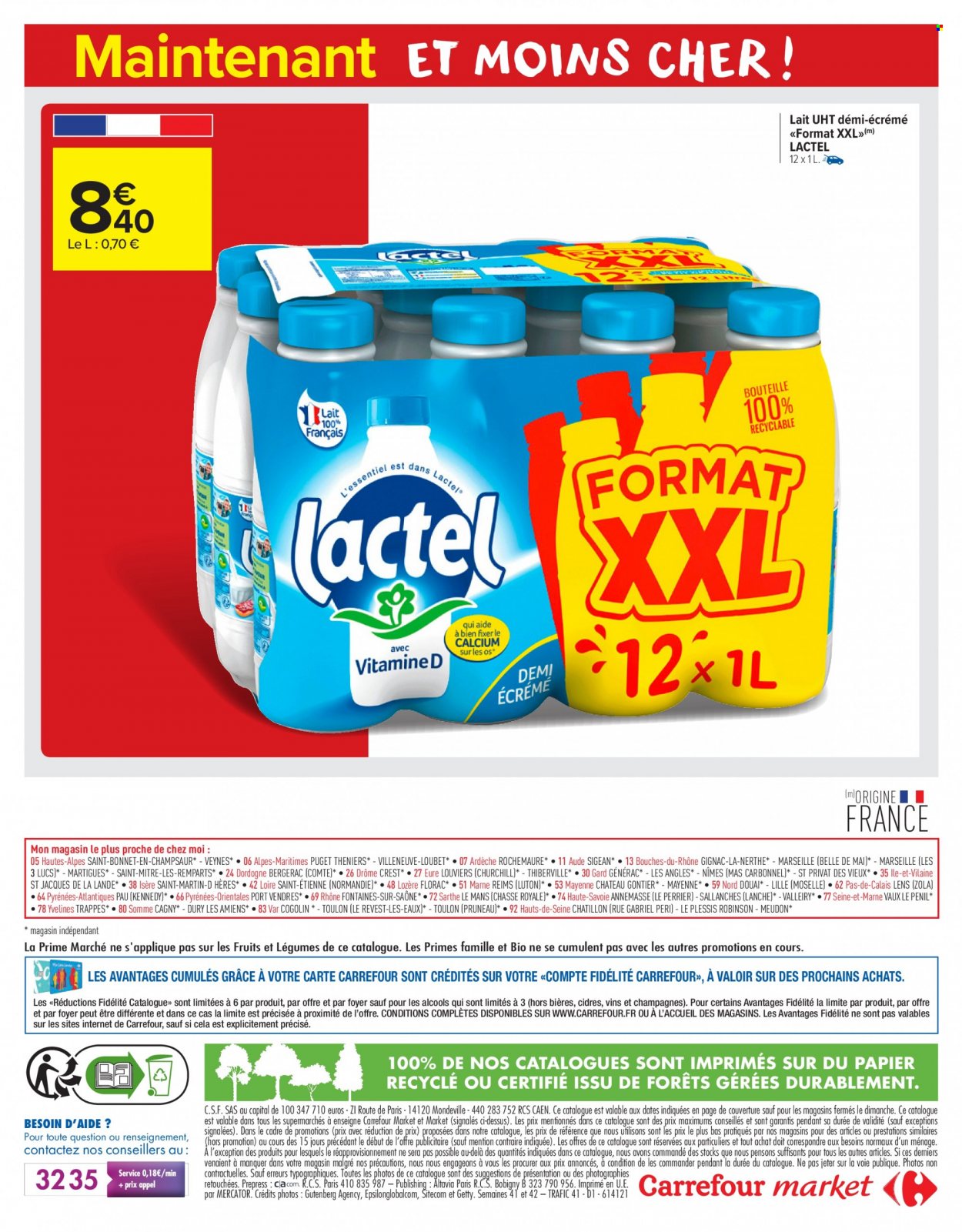 thumbnail - Catalogue Carrefour Market - 12/10/2021 - 24/10/2021 - Produits soldés - Lactel, lait, Perrier, vin. Page 14.
