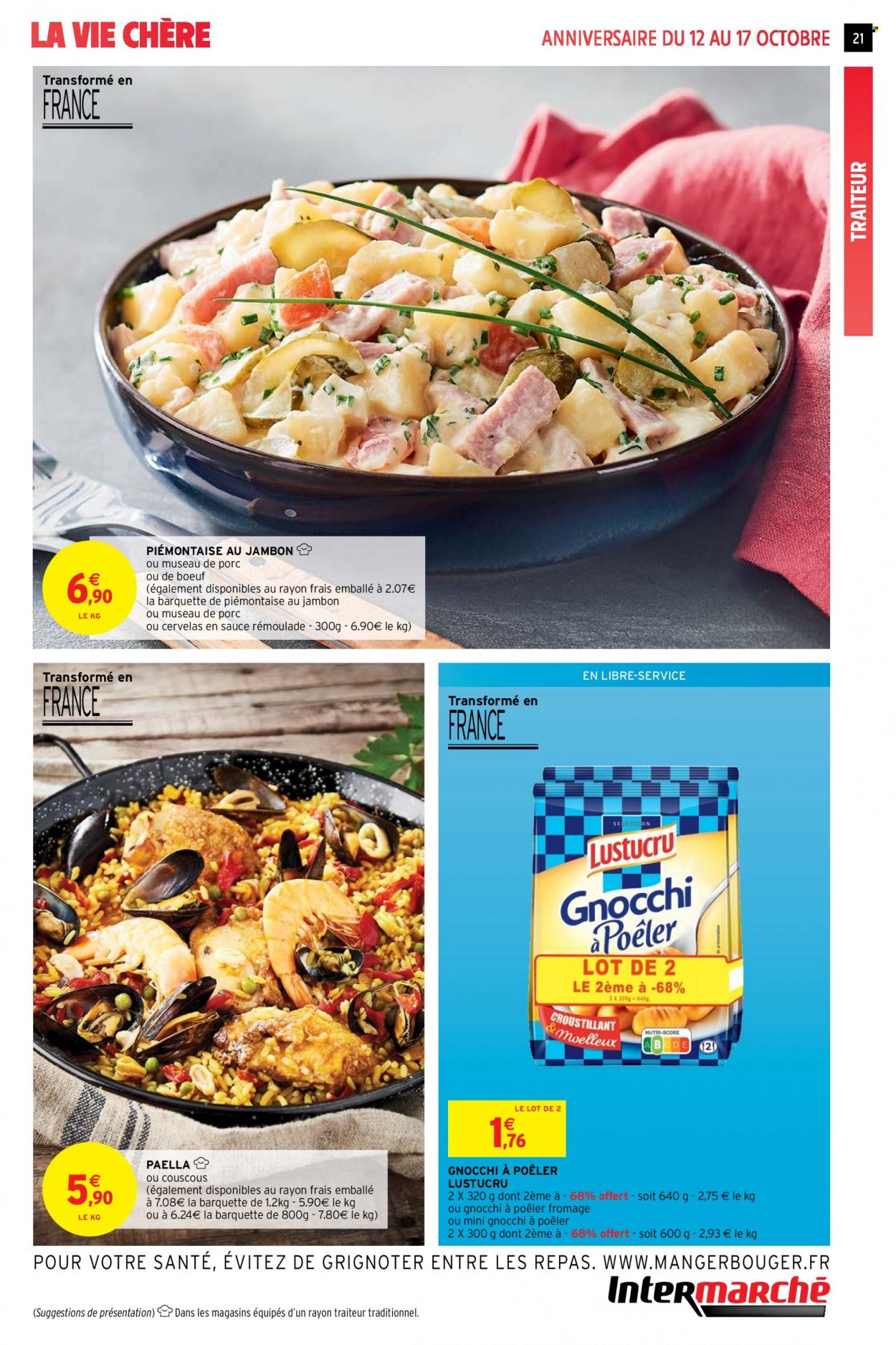 thumbnail - Catalogue Intermarché Super - 12/10/2021 - 17/10/2021 - Produits soldés - gnocchi, paella, cervelas, couscous, Lustucru. Page 21.