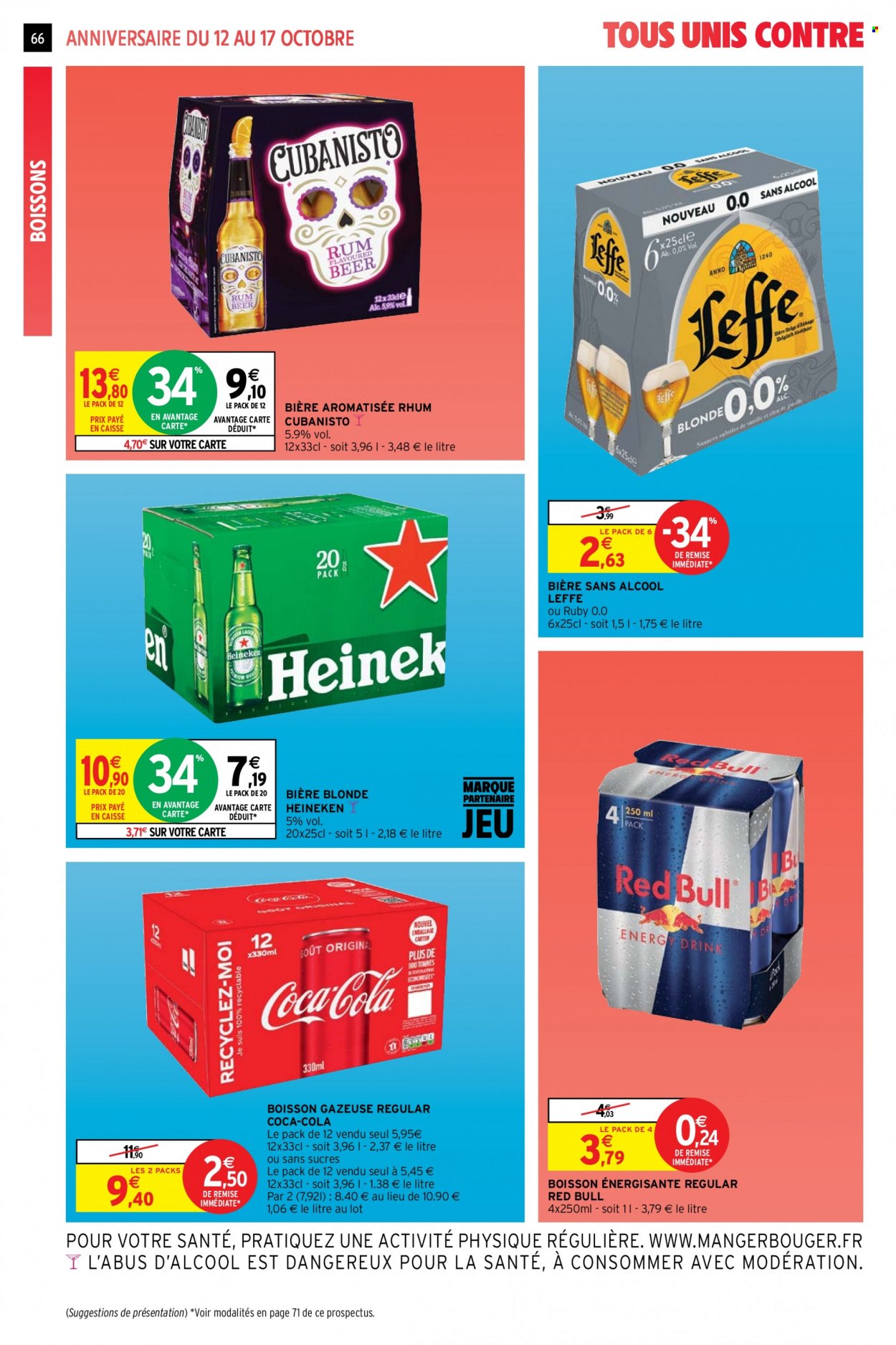 thumbnail - Catalogue Intermarché Hyper - 12/10/2021 - 17/10/2021 - Produits soldés - Leffe, bière, bière blonde, bière non alcoolisée, Heineken, Coca-Cola, boisson gazeuse, rhum. Page 66.
