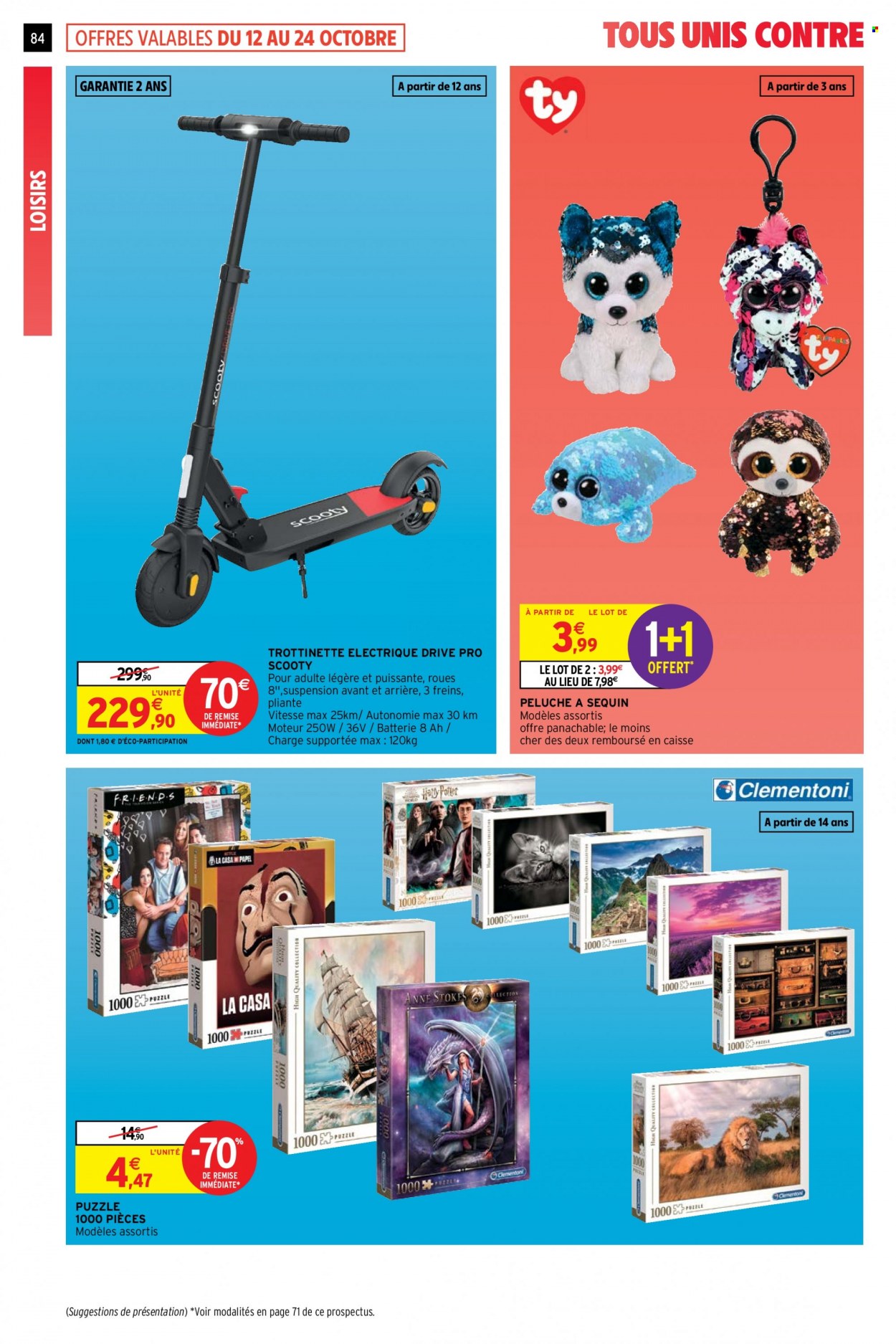 thumbnail - Catalogue Intermarché Hyper - 12/10/2021 - 17/10/2021 - Produits soldés - trottinette, trottinette électrique, puzzle, peluche. Page 84.