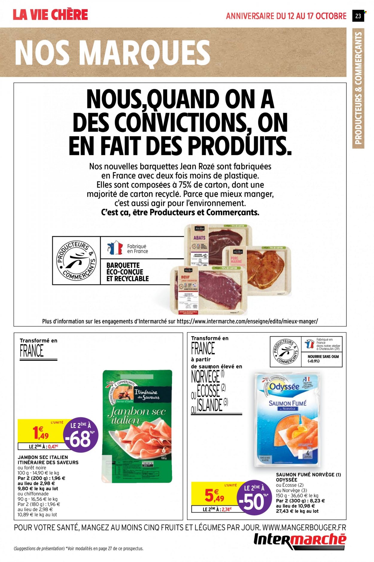 thumbnail - Catalogue Intermarché Contact - 12/10/2021 - 17/10/2021 - Produits soldés - saumon, jambon, jambon sec, saumon fumé. Page 23.
