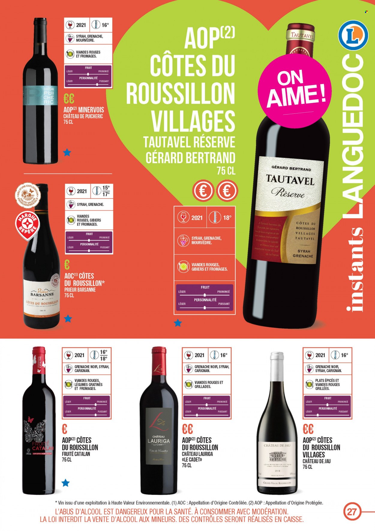 thumbnail - Catalogue E.Leclerc - 22/03/2021 - 31/12/2022 - Produits soldés - Côtes du Roussillon, vin. Page 27.