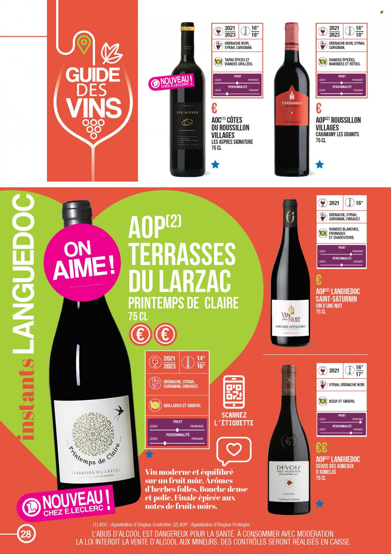 thumbnail - Catalogue E.Leclerc - 22/03/2021 - 31/12/2022 - Produits soldés - Côtes du Roussillon, vin. Page 28.