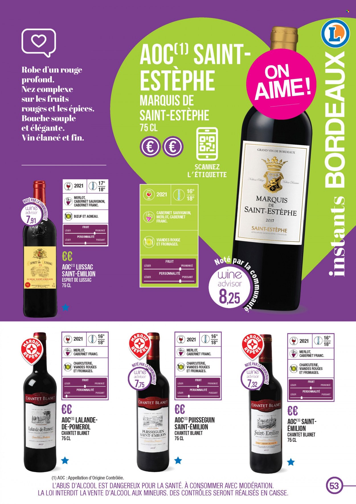 thumbnail - Catalogue E.Leclerc - 22/03/2021 - 31/12/2022 - Produits soldés - ESPRIT, Bordeaux, vin blanc, vin rouge, vin, Cabernet Sauvignon. Page 53.