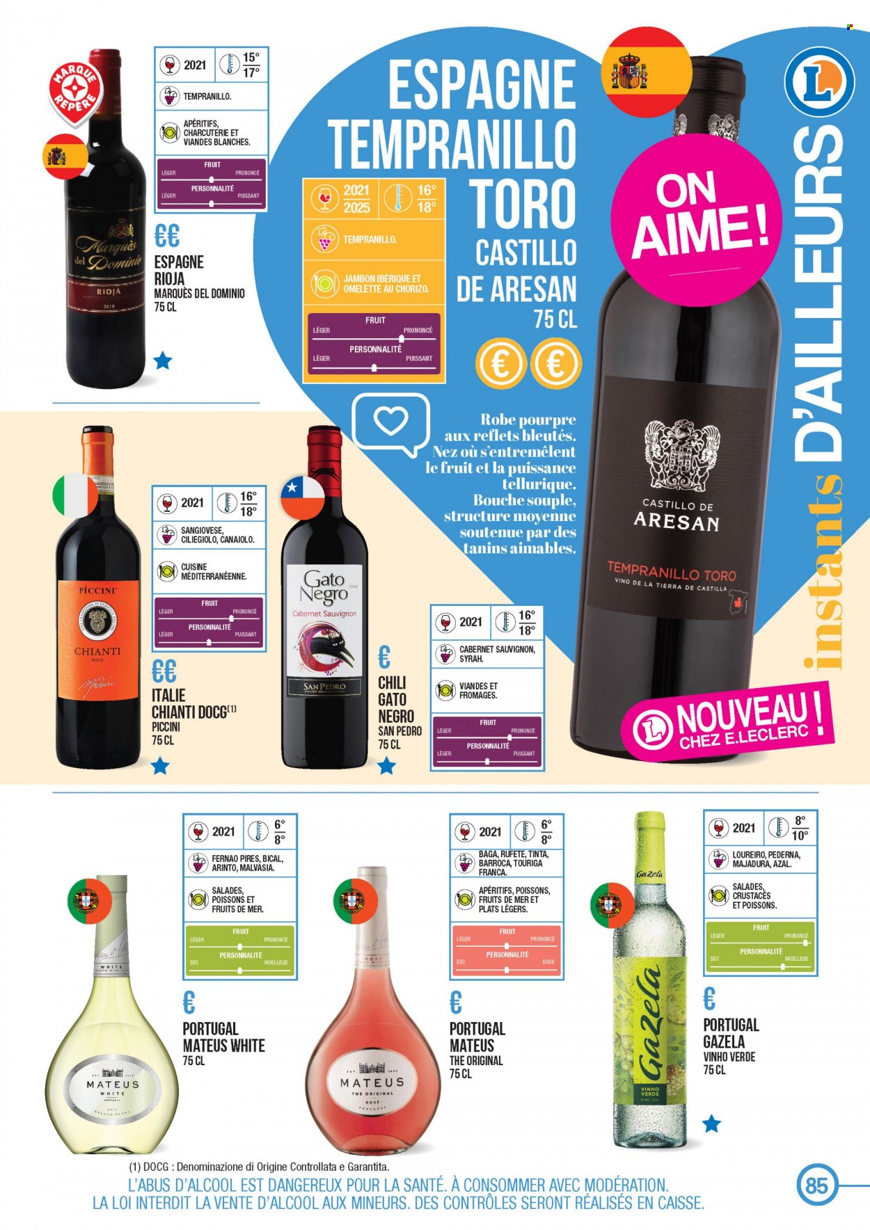 thumbnail - Catalogue E.Leclerc - 22/03/2021 - 31/12/2022 - Produits soldés - vin blanc, vin rouge, vin, Cabernet Sauvignon. Page 85.