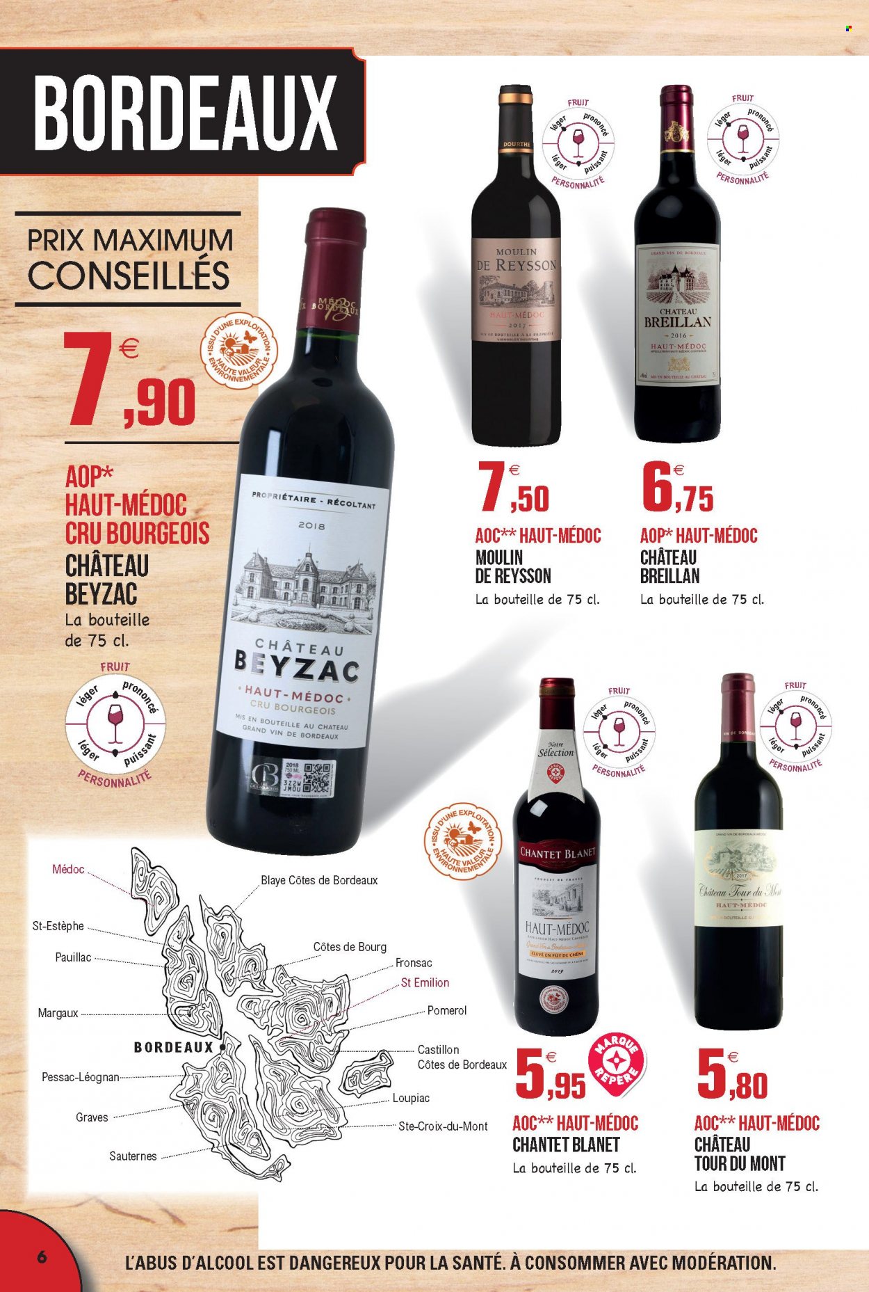 thumbnail - Catalogue E.Leclerc - 30/08/2021 - 31/12/2022 - Produits soldés - Bordeaux, vin blanc, vin rouge, Sauternes, vin. Page 6.