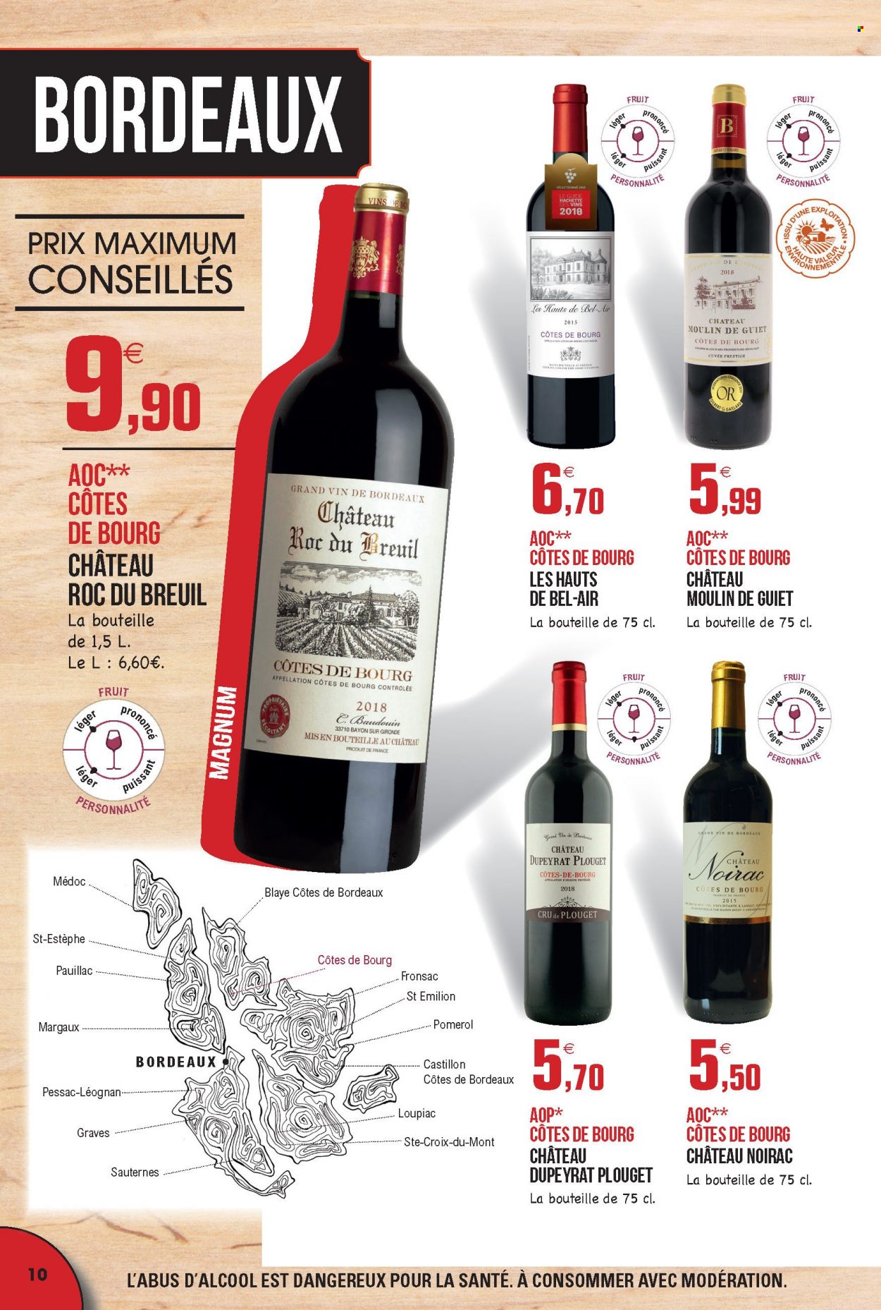 thumbnail - Catalogue E.Leclerc - 30/08/2021 - 31/12/2022 - Produits soldés - Bordeaux, vin blanc, vin rouge, Sauternes, vin. Page 10.