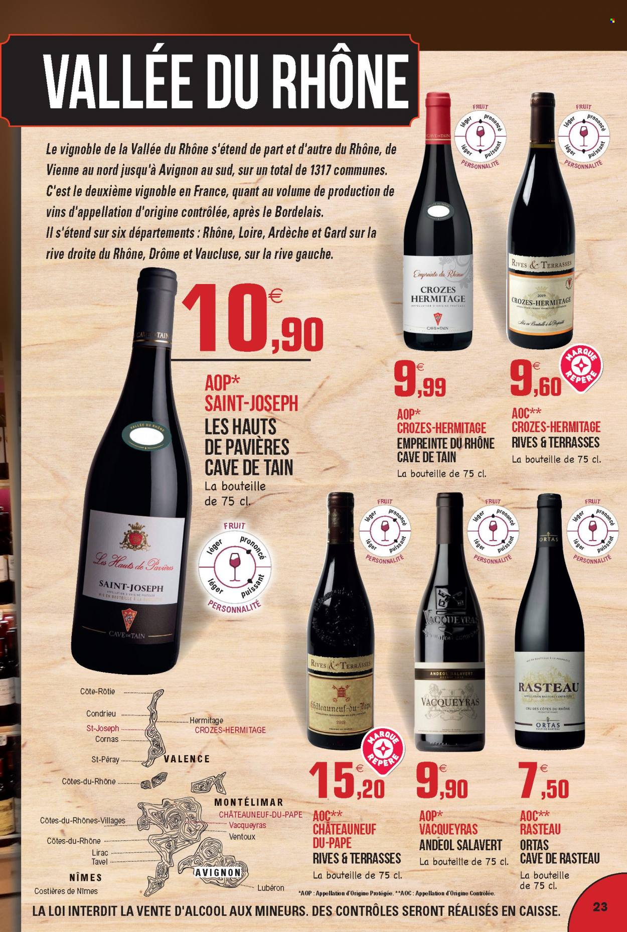 thumbnail - Catalogue E.Leclerc - 30/08/2021 - 31/12/2022 - Produits soldés - Châteauneuf du Pape, vin. Page 23.