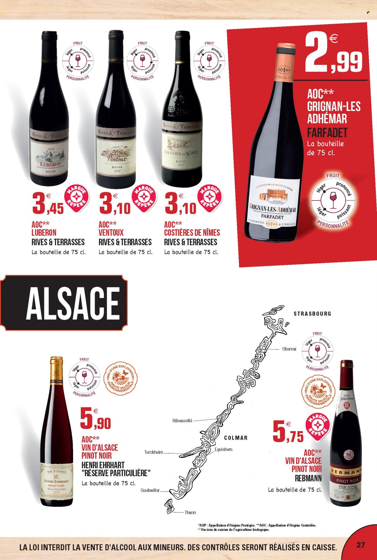 thumbnail - Catalogue E.Leclerc - 30/08/2021 - 31/12/2022 - Produits soldés - vin d’Alsace, vin. Page 27.