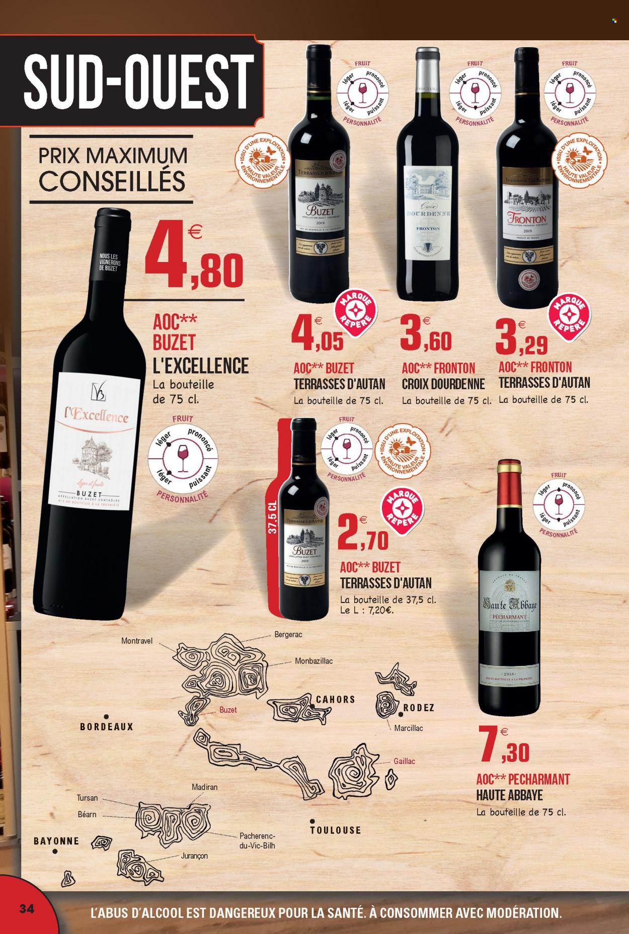 thumbnail - Catalogue E.Leclerc - 30/08/2021 - 31/12/2022 - Produits soldés - Bordeaux, vin rouge. Page 34.