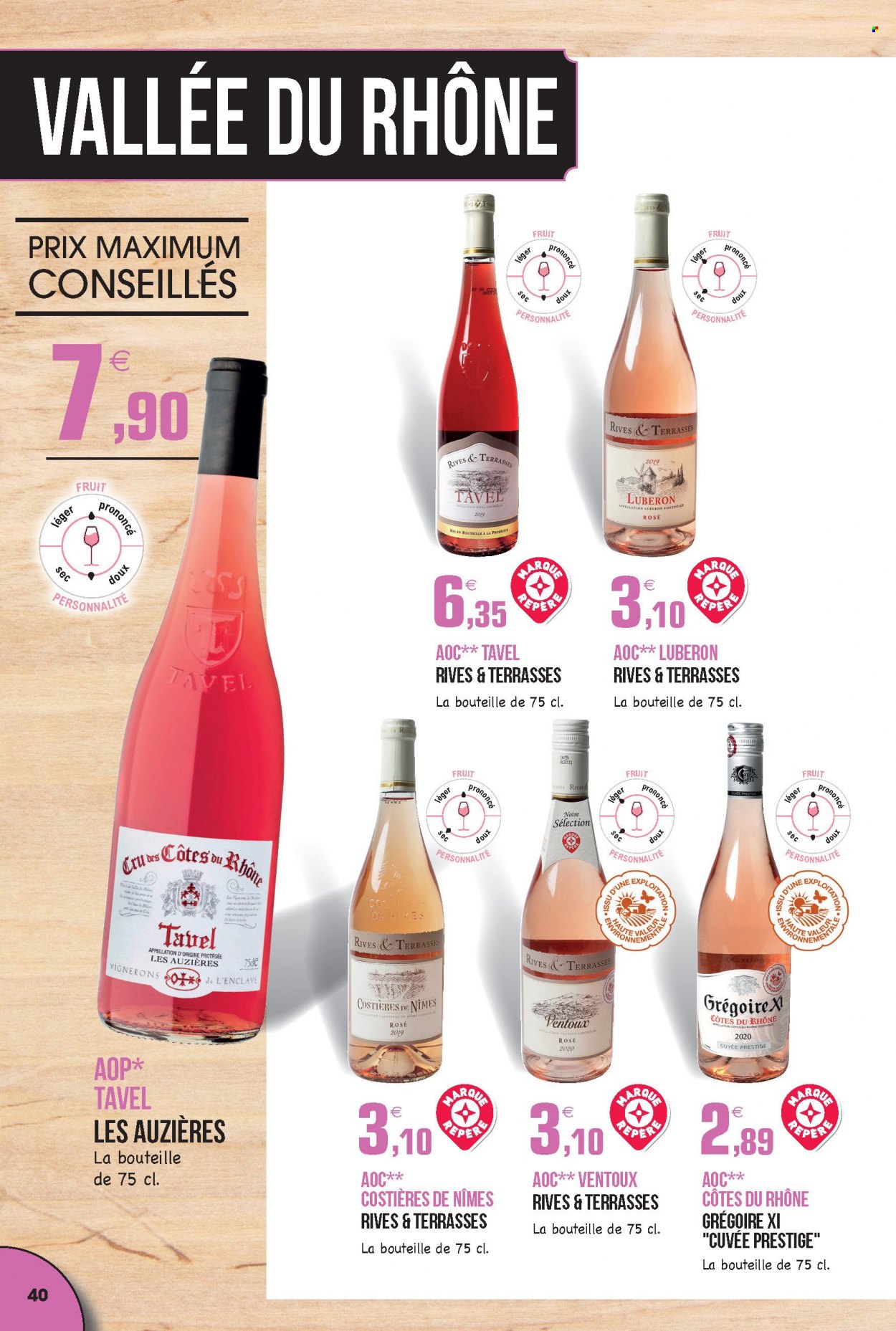 thumbnail - Catalogue E.Leclerc - 30/08/2021 - 31/12/2022 - Produits soldés - Côtes du Rhône, vin. Page 40.