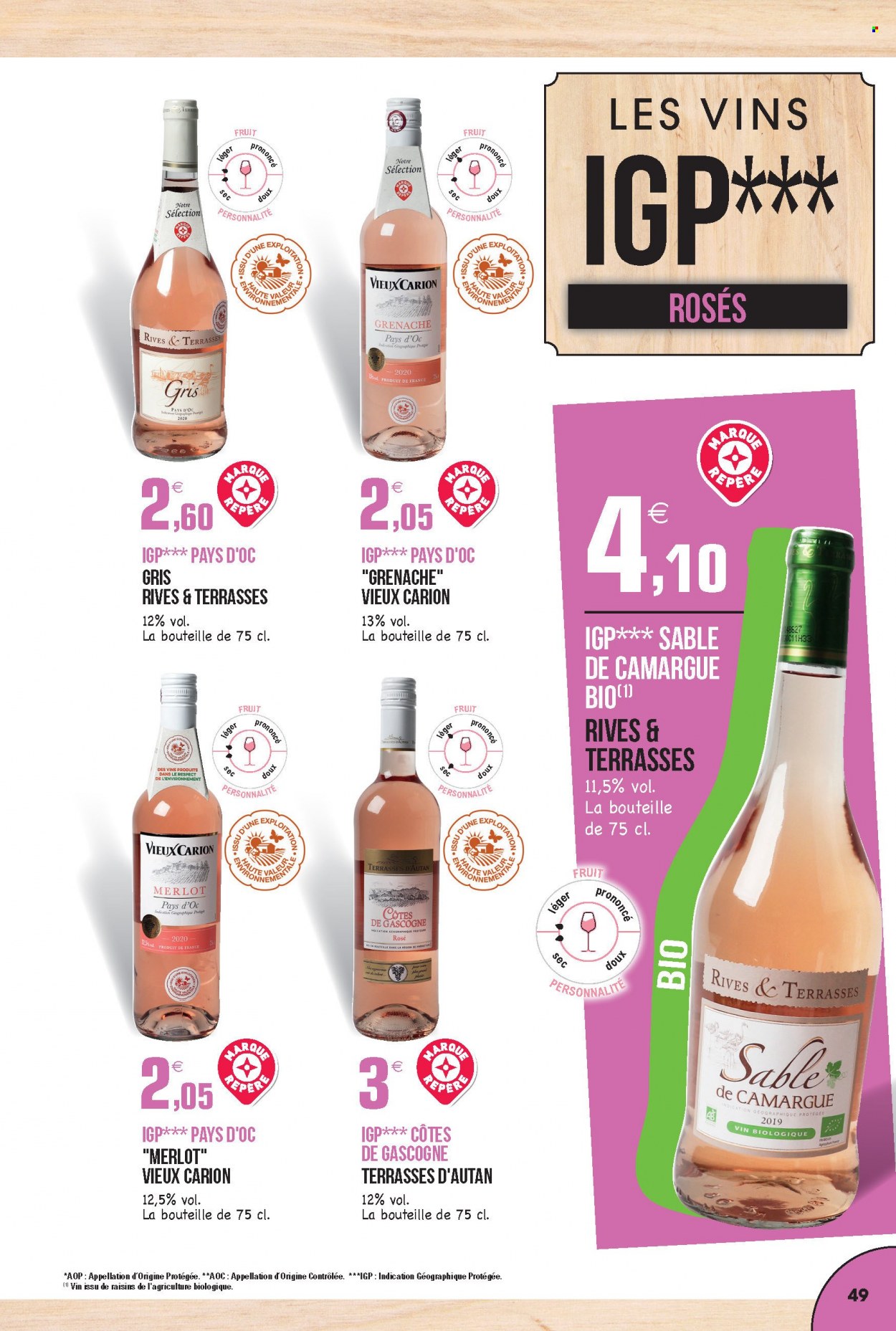 thumbnail - Catalogue E.Leclerc - 30/08/2021 - 31/12/2022 - Produits soldés - Côtes de Gascogne, vin rouge. Page 49.