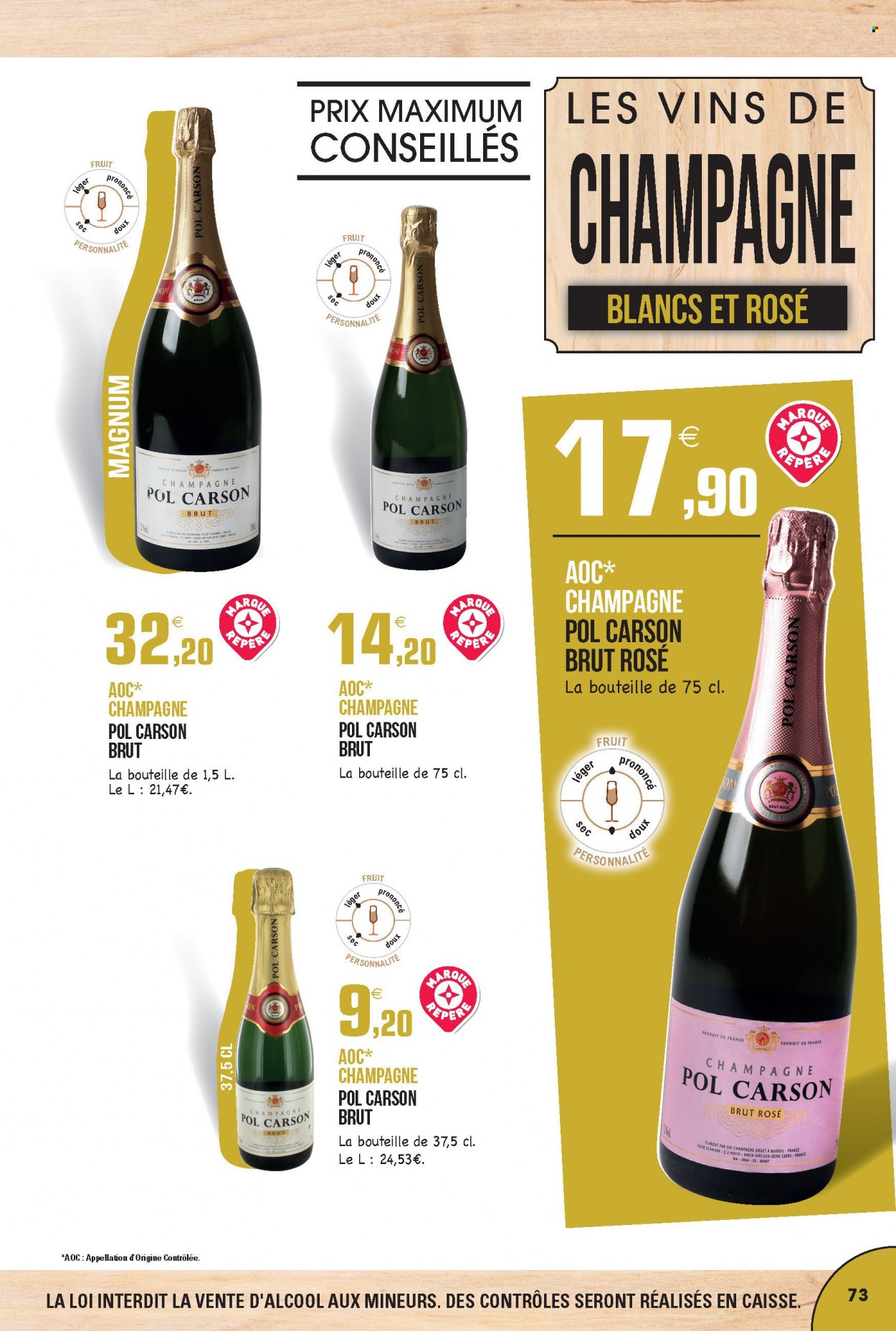 thumbnail - Catalogue E.Leclerc - 30/08/2021 - 31/12/2022 - Produits soldés - champagne. Page 73.