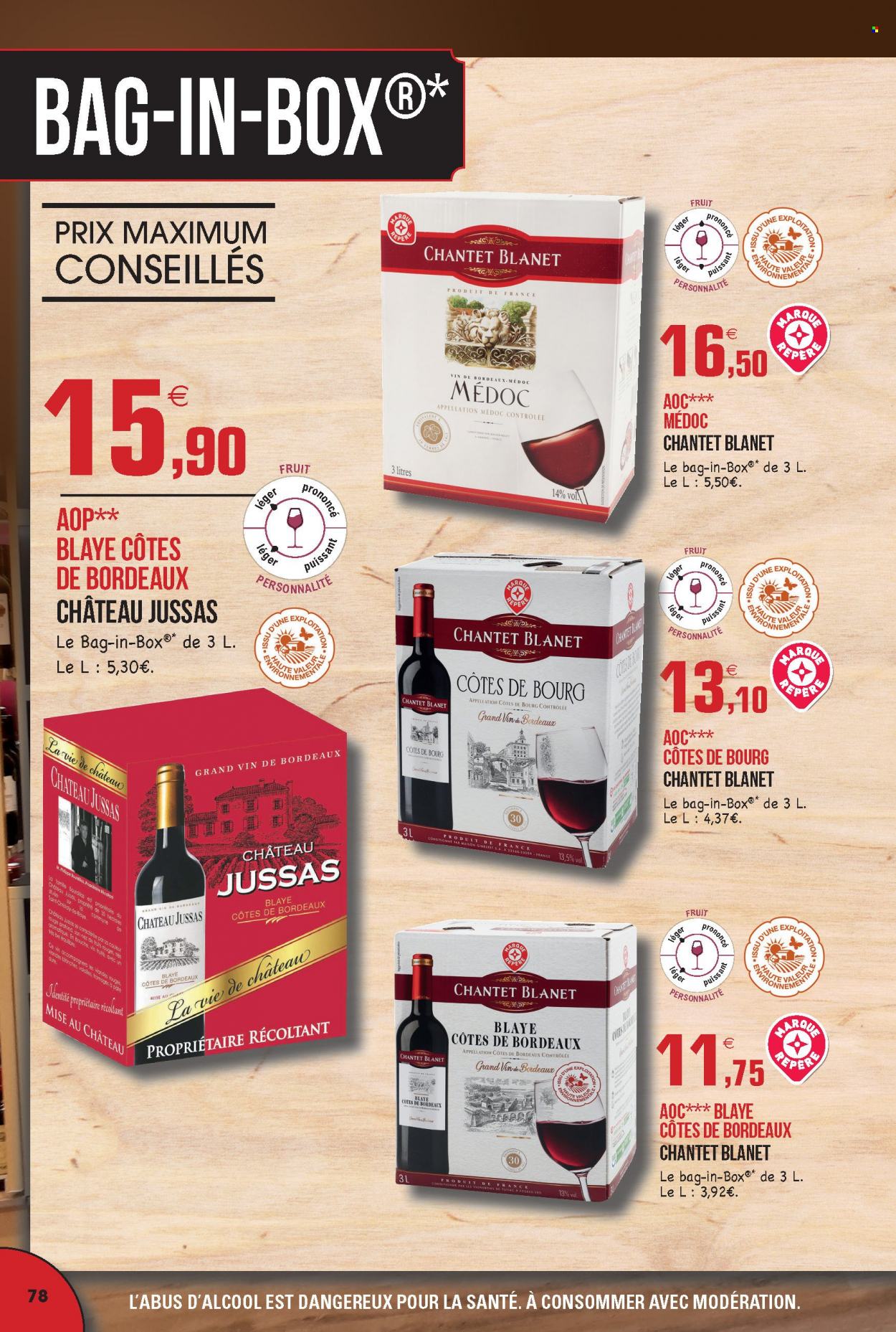 thumbnail - Catalogue E.Leclerc - 30/08/2021 - 31/12/2022 - Produits soldés - Bordeaux, vin rouge, vin. Page 78.