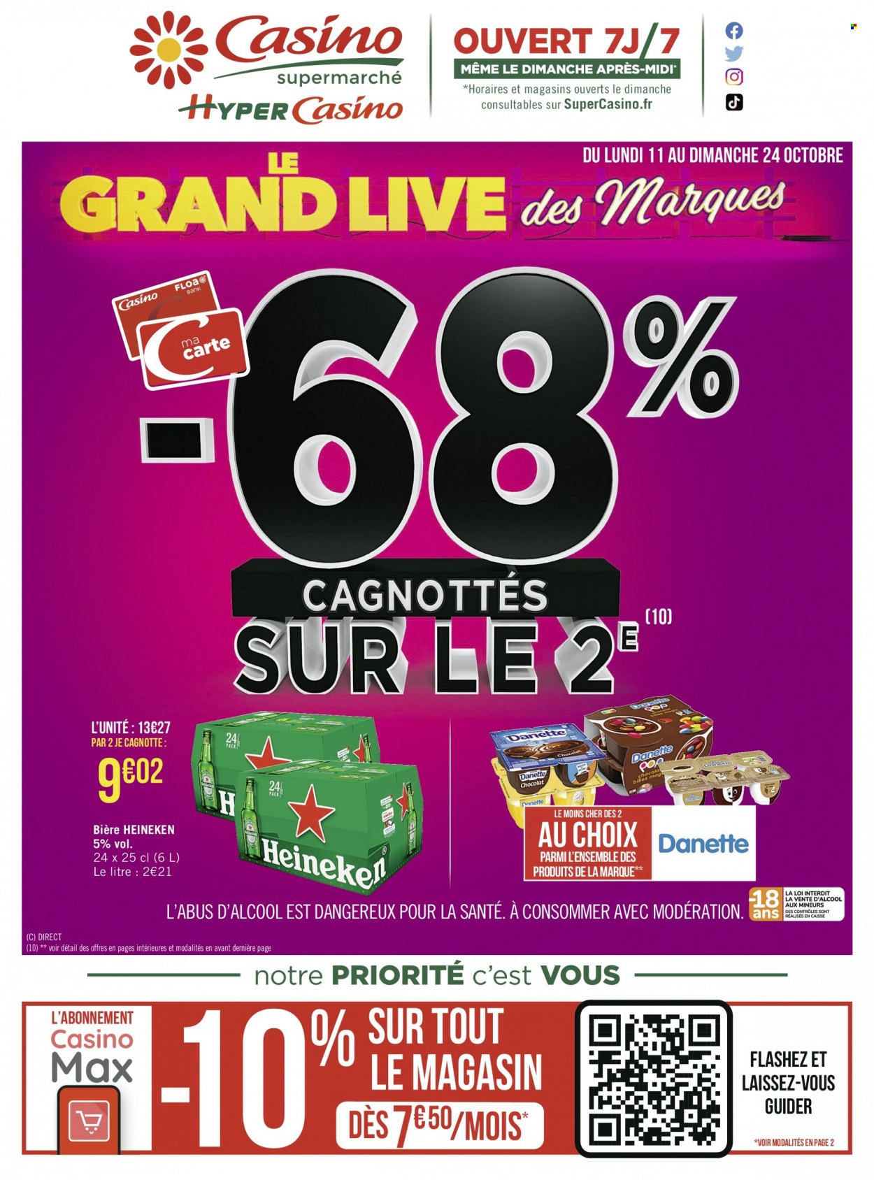 thumbnail - Catalogue Géant Casino - 11/10/2021 - 24/10/2021 - Produits soldés - bière, Heineken, Danette. Page 1.