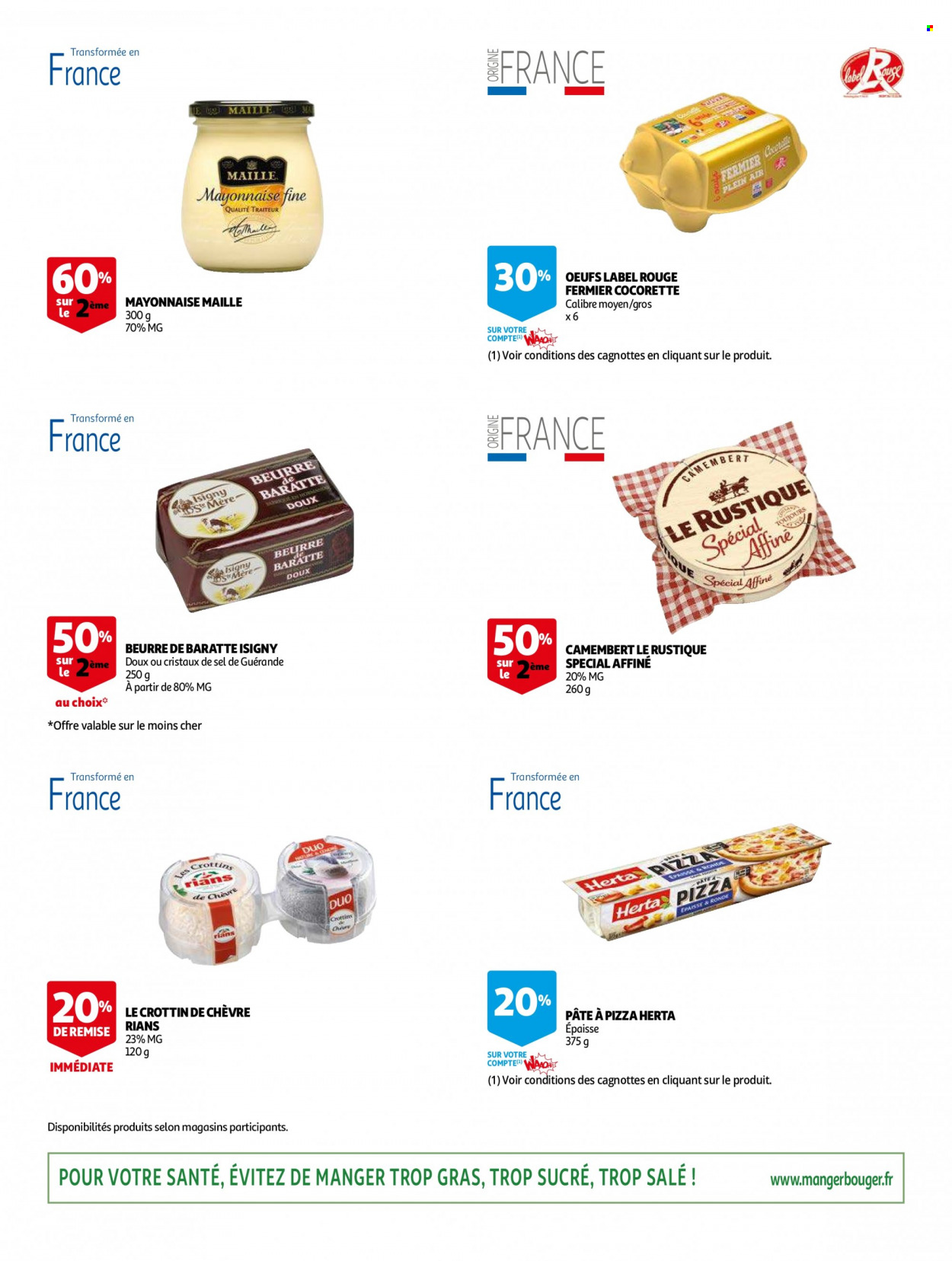 thumbnail - Catalogue Auchan - 13/10/2021 - 02/11/2021 - Produits soldés - Herta, camembert, Crottin de Chèvre, fromage de chèvre, œufs, mayonnaise, pâte à pizza, Maille. Page 3.